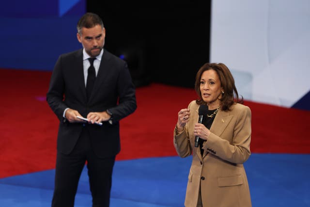 <p>Democratic presidential nominee, U.S. Vice President Kamala Harris, participated in a Univision town hall at Cox Pavilion at UNLV as part of her Hispanic outreach. </p>