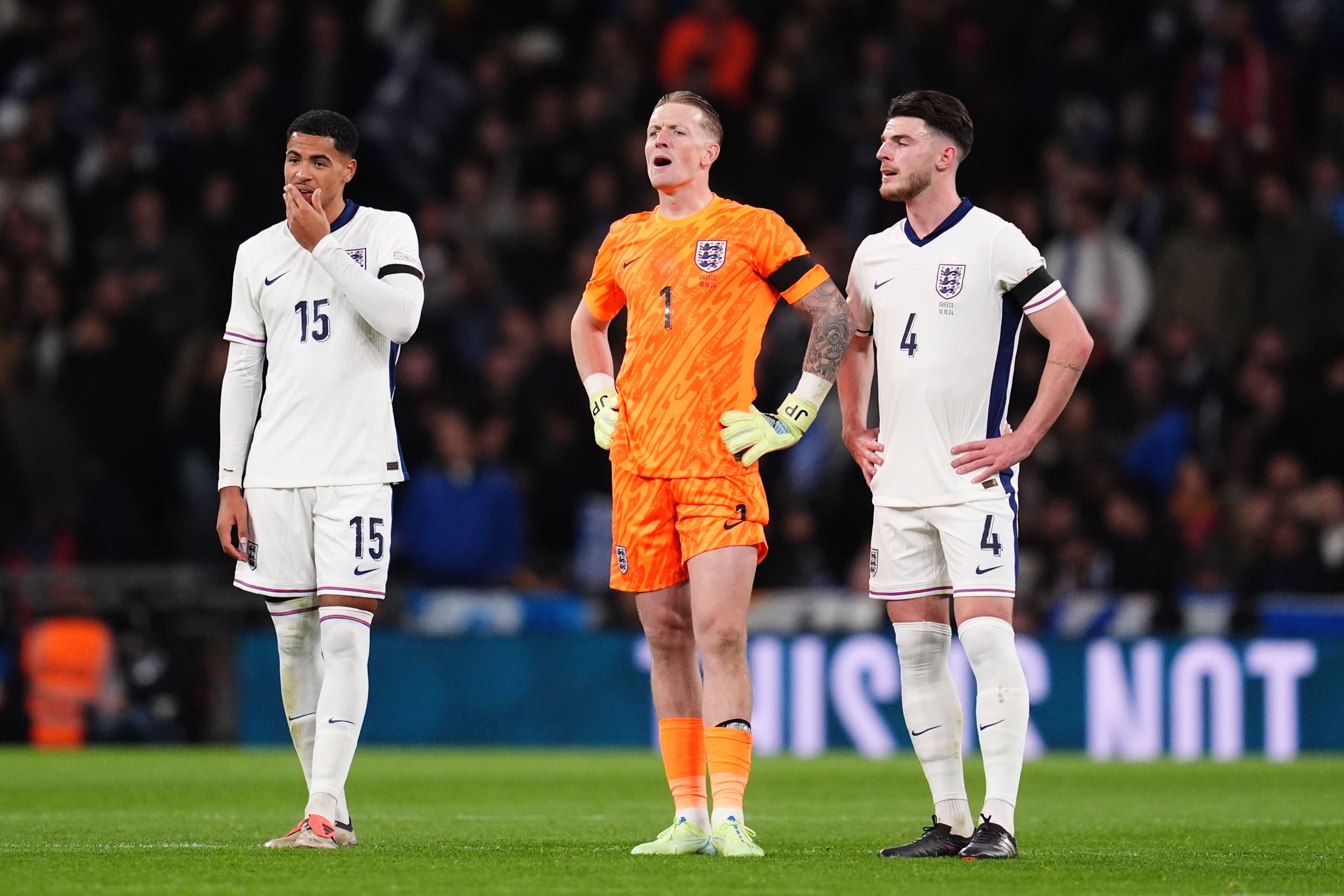 Jordan Pickford knows the Greece defeat will have hurt Lee Carsley (Adam Davy/PA)