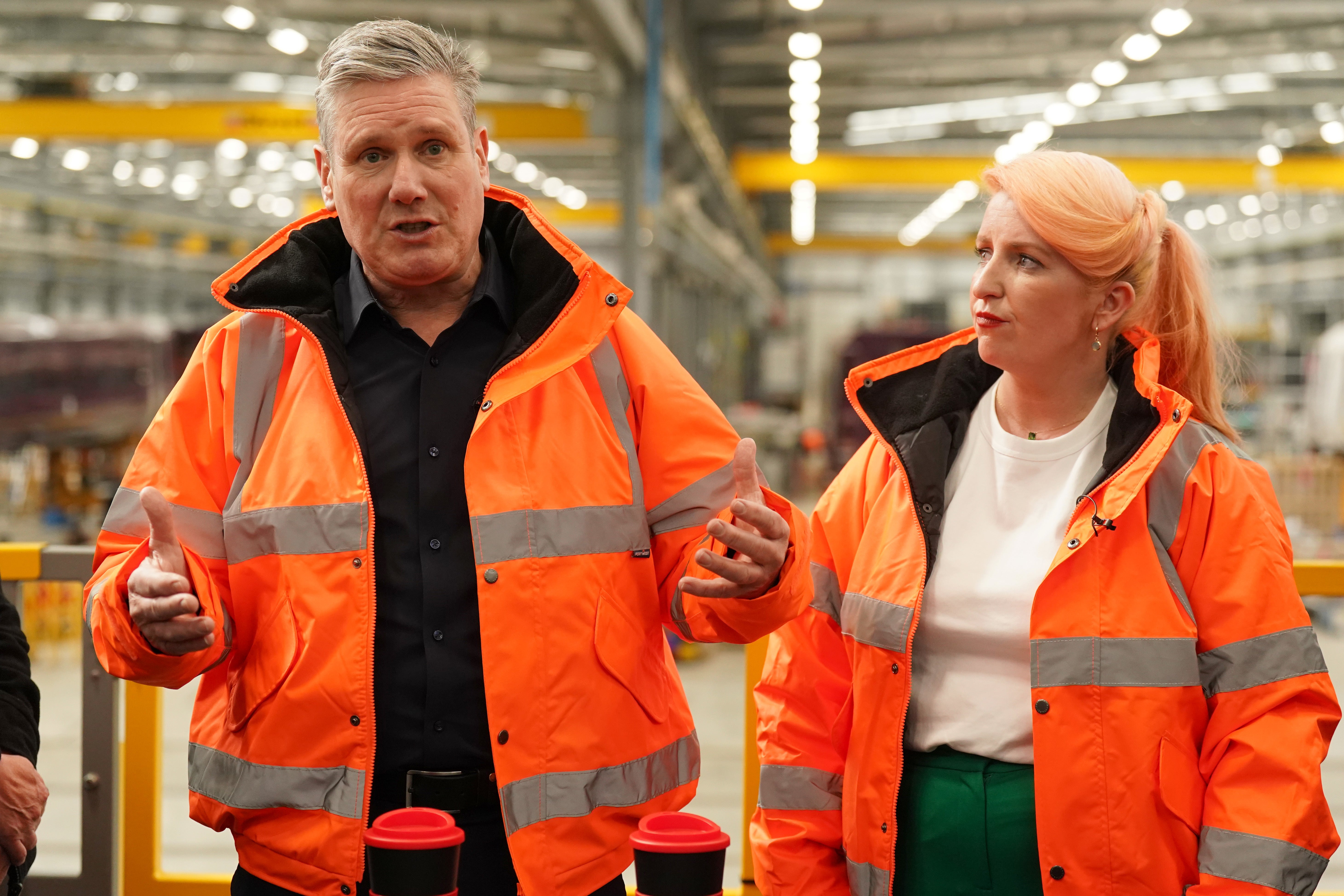 Labour leader Sir Keir Starmer with Transport Secretary Louise Haigh (Owen Humphreys/PA)