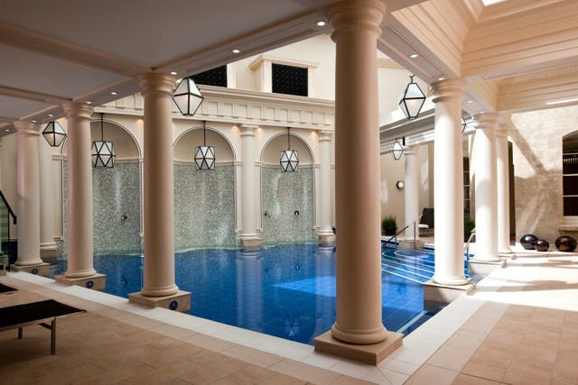 <p>Come on in: The pools inside the ‘bath house’ are fed by a natural hot spring</p>