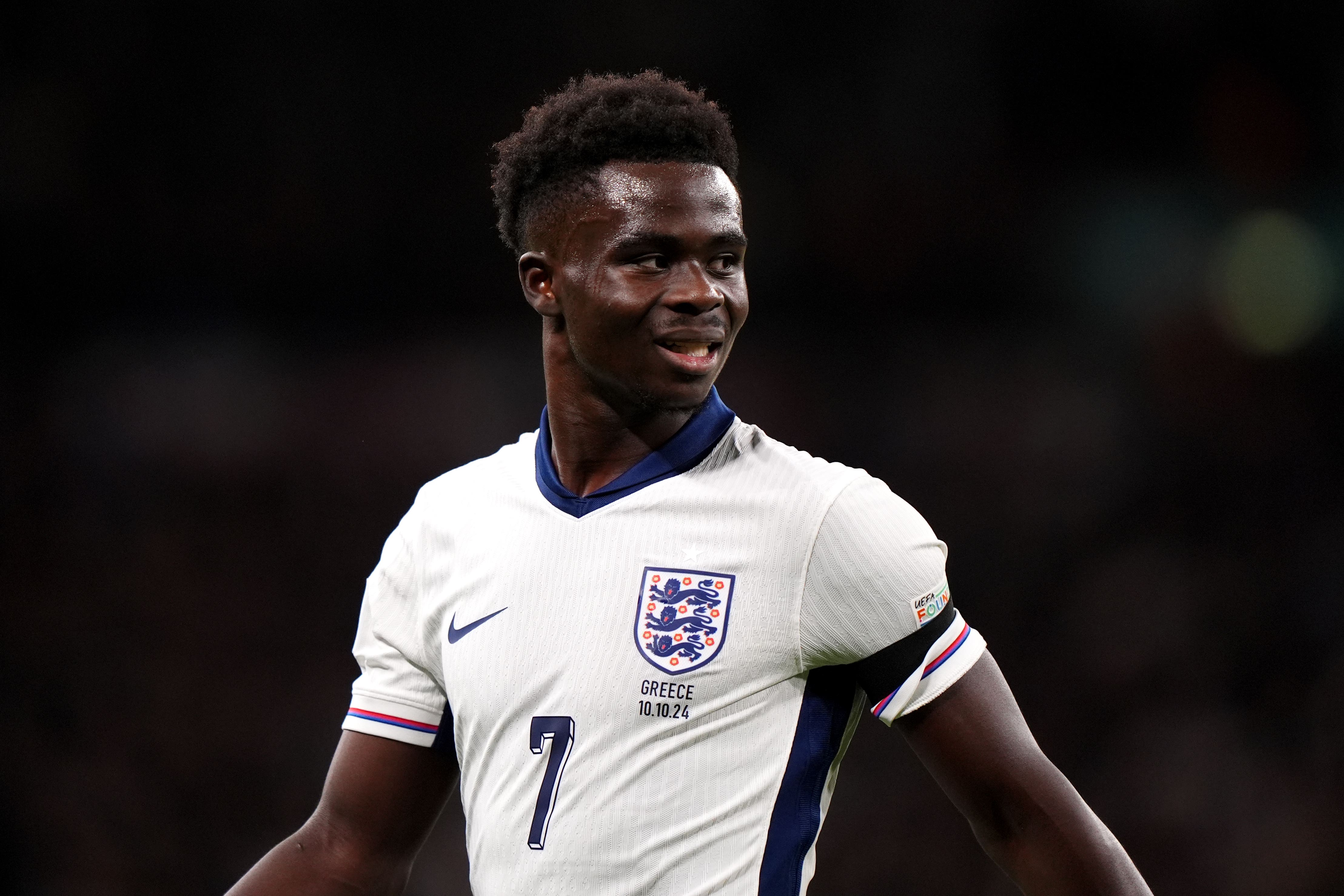 Bukayo Saka is out of England’s Nations League match against Finland (Bradley Collyer/PA)