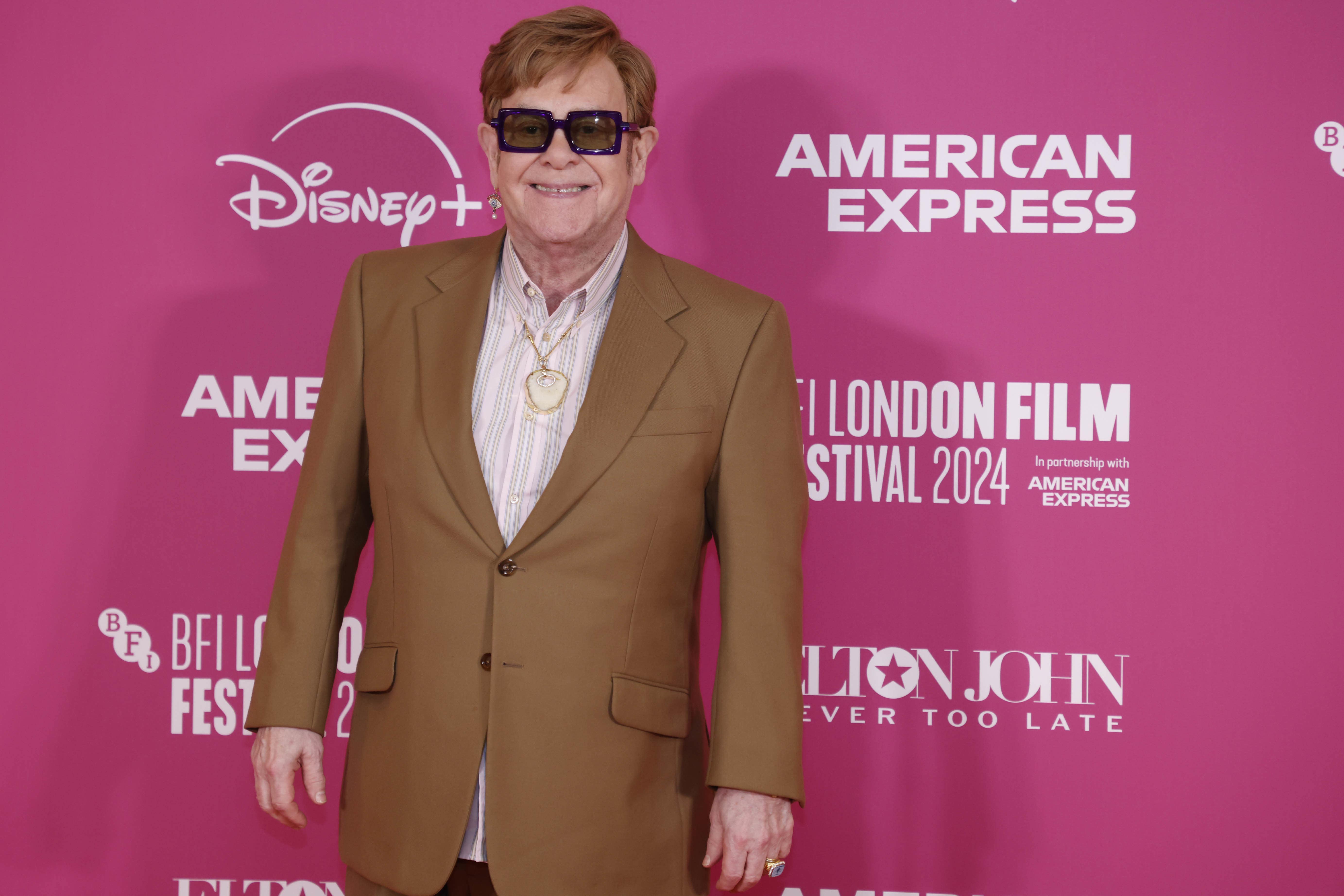 Sir Elton John attended the European premiere of Elton John: Never Too Late at this year’s American Express Gala for the 68th BFI London Film Festival at London’s Royal Festival Hall (PA)