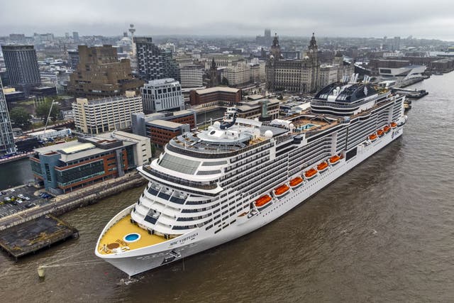 <p>MSC Virtuosa docked in Liverpool </p>