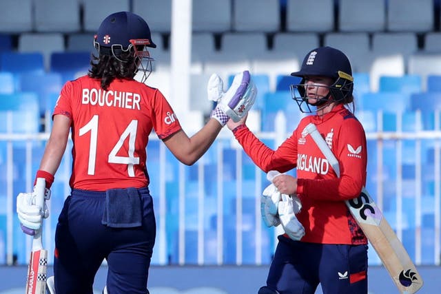 <p>Maia Bouchier and Danni Wyatt-Hodge steered England to an emphatic win over Scotland </p>