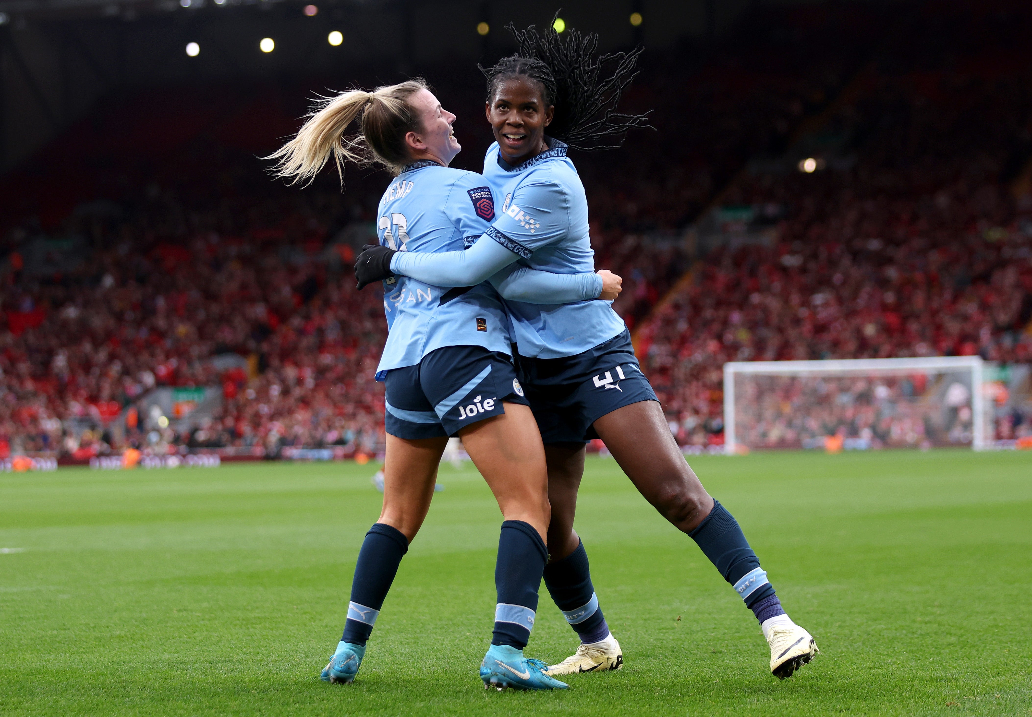 Shaw scored in front of the City fans at Anfield