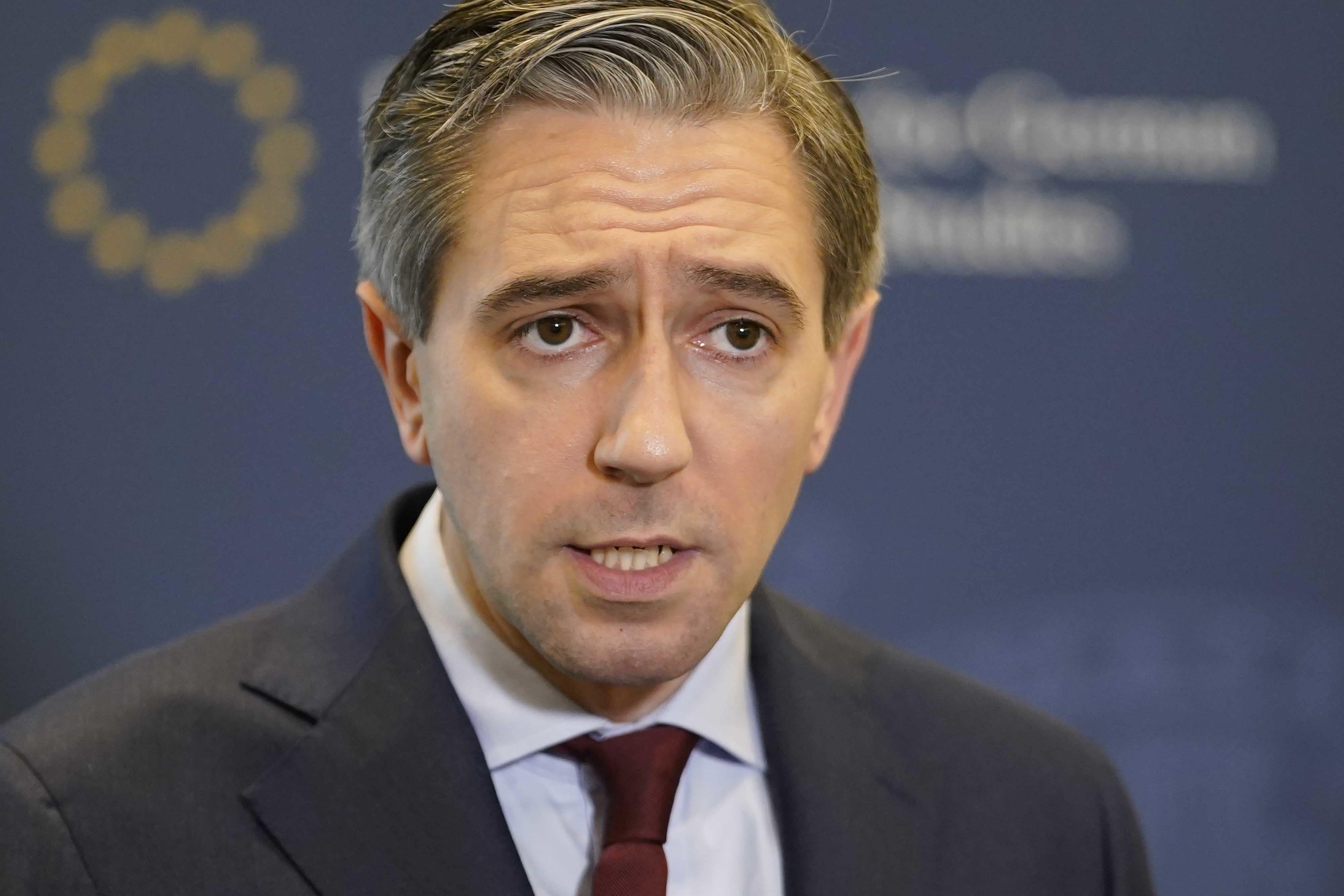 Taoiseach Simon Harris speaking to the media during a visit to Georgetown University in Washington DC, US (Niall Carson/PA)