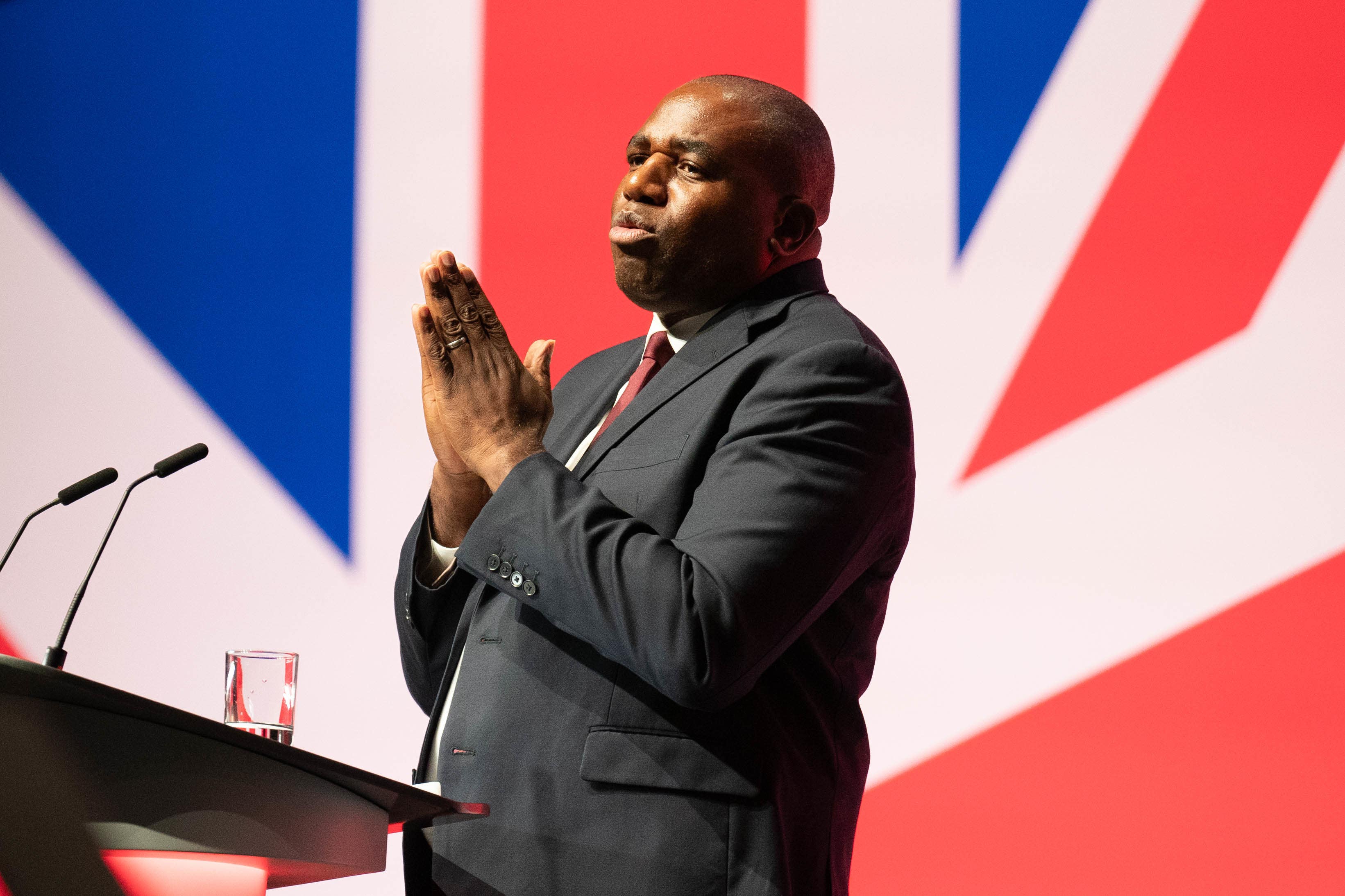 Foreign Secretary David Lammy speaking during the Labour Party Conference in Liverpool (Stefan Rousseau/PA)