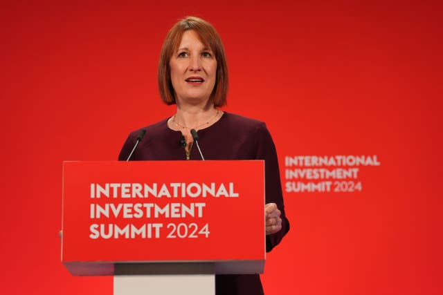 Rachel Reeves making her keynote speech during the International Investment Summit (Jonathan Brady/PA)