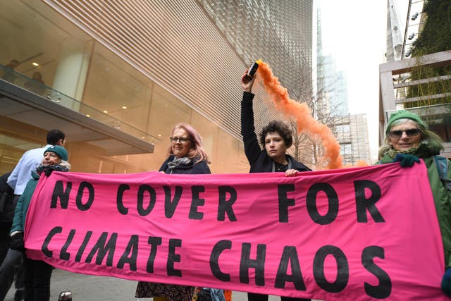 Extinction Rebellion protesters targeted insurance firms in the City of London in February (Gareth Morris/XR/PA)