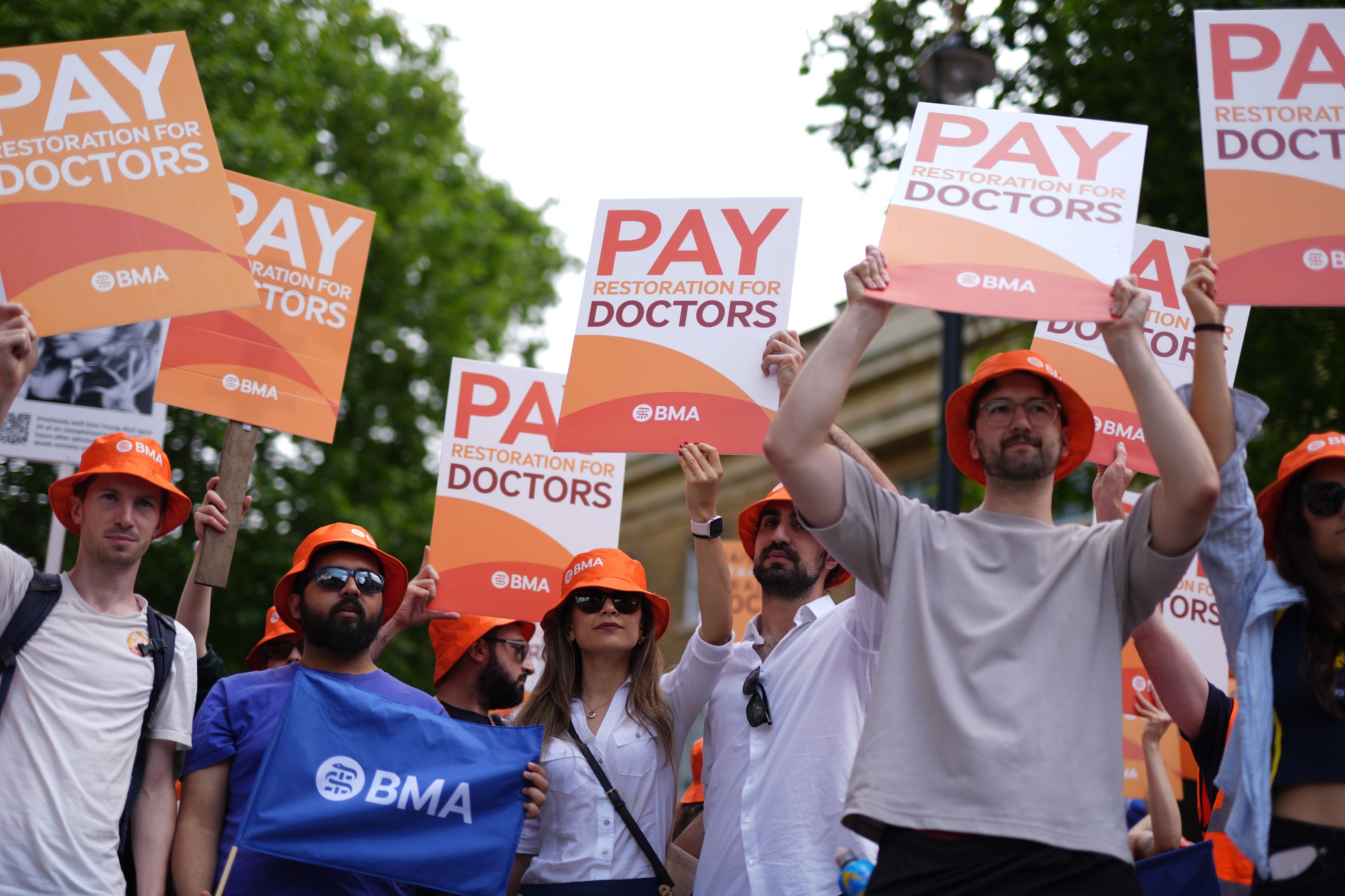 Junior doctors protested outside Downing Street during their dispute over pay (Jordan Pettitt/PA)