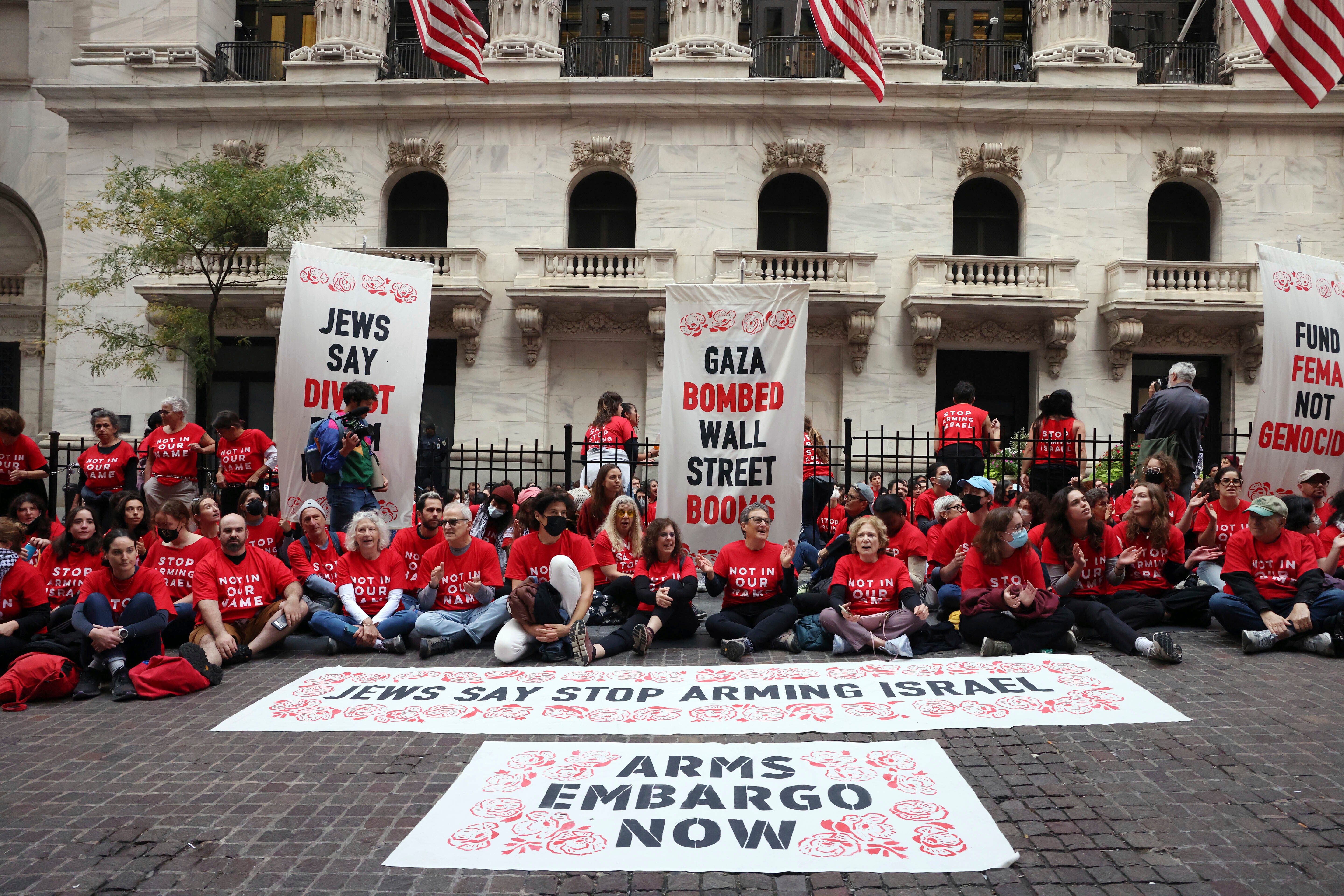 Dozens have been arrested after a pro-Palestine protest outside the New York Stock Exchange.