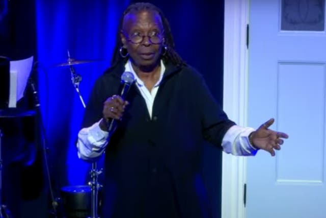 <p>Whoopi Goldberg on stage at The Town Hall in New York City during ‘Broadway Rallies for Kamala’</p>