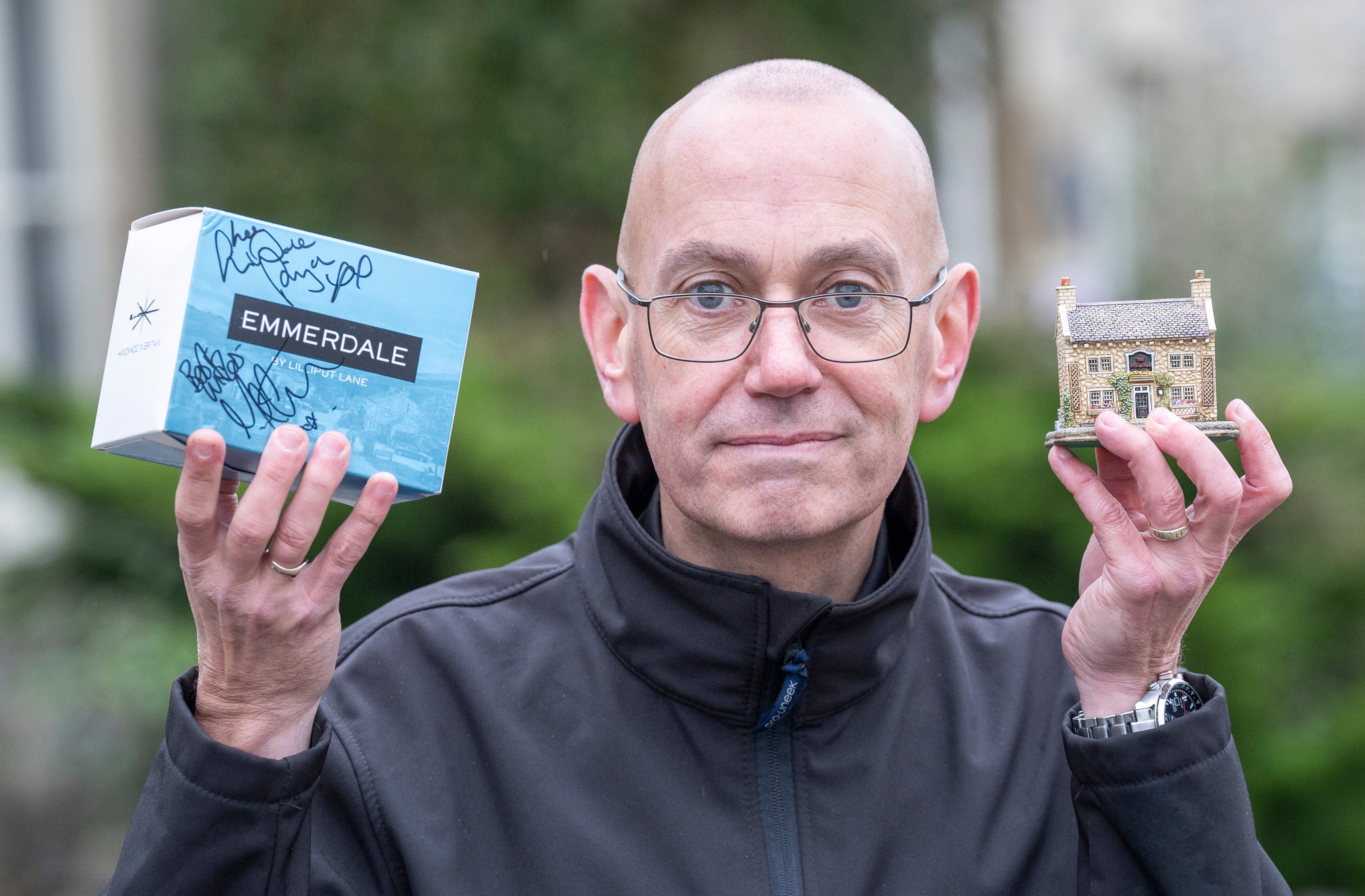 Steve with some of his Emmerdale memorabilia