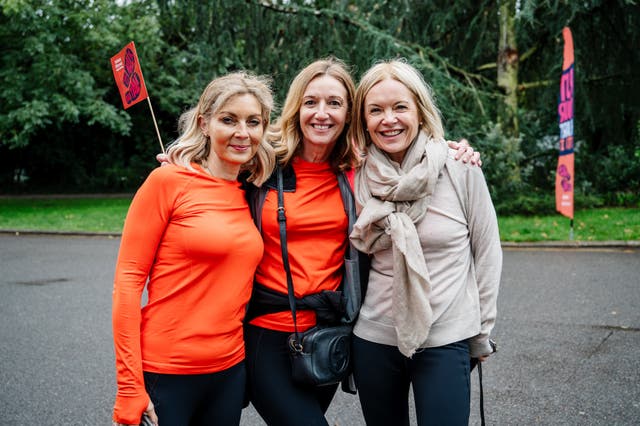 <p>Alice Smellie (left) and Mariella Frostrup, MM chair, (right) during Menopause Mandate Walk in the Park</p>