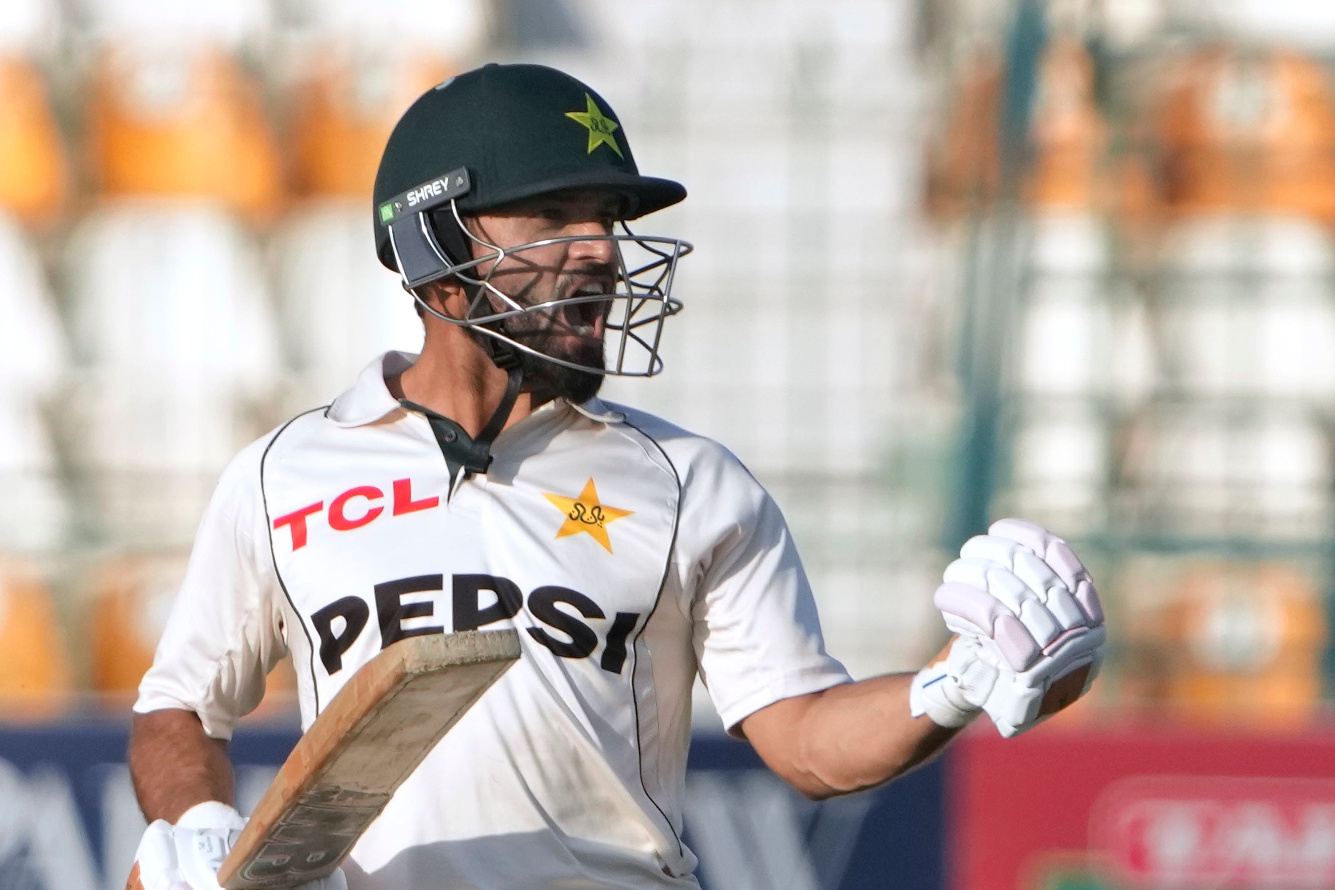 Kamran Ghulam scored a century on his Test debut for Pakistan (K.M. Chaudary/AP)