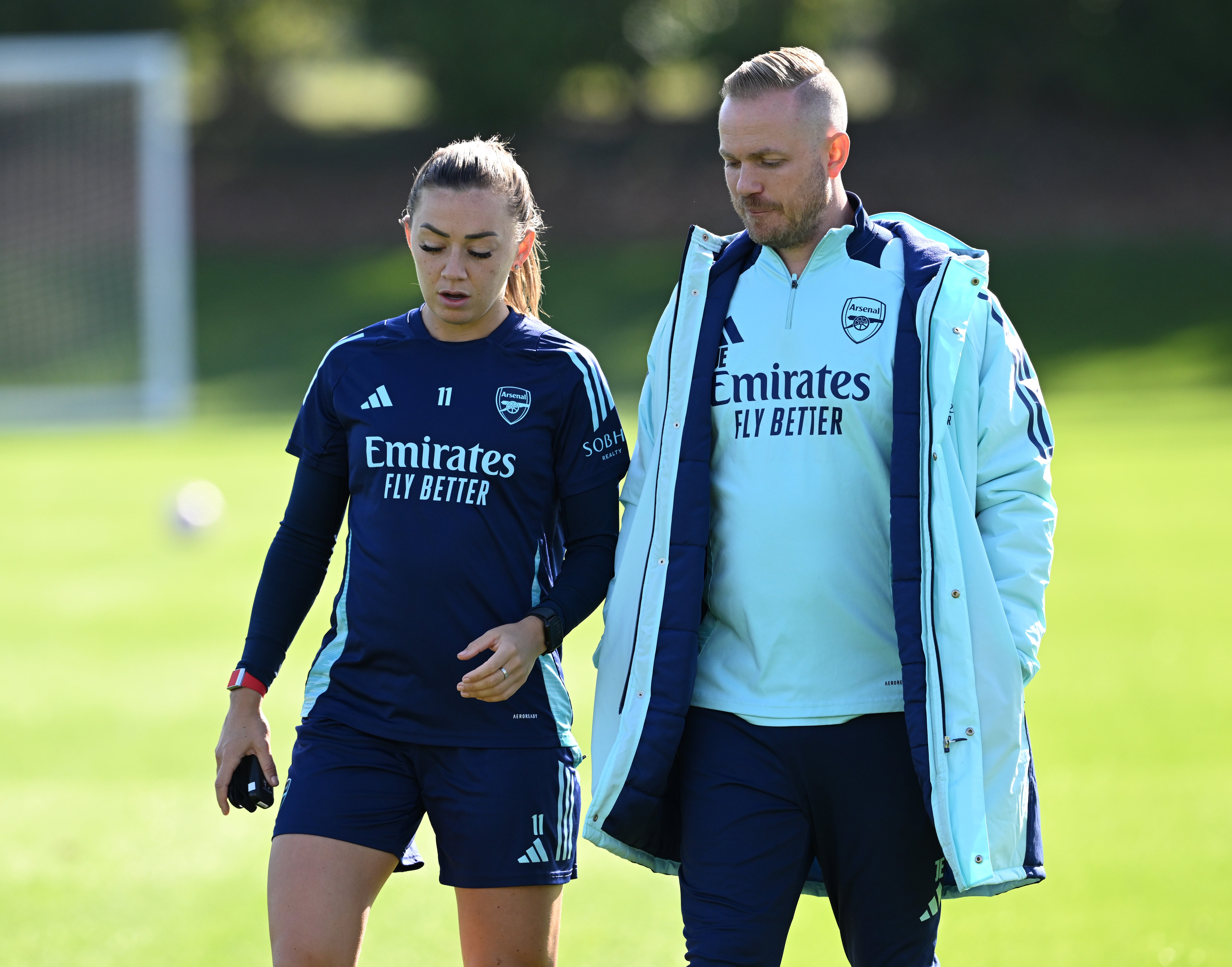 Katie McCabe chats to Arsenal Women’s Head Coach Jonas Eidevall