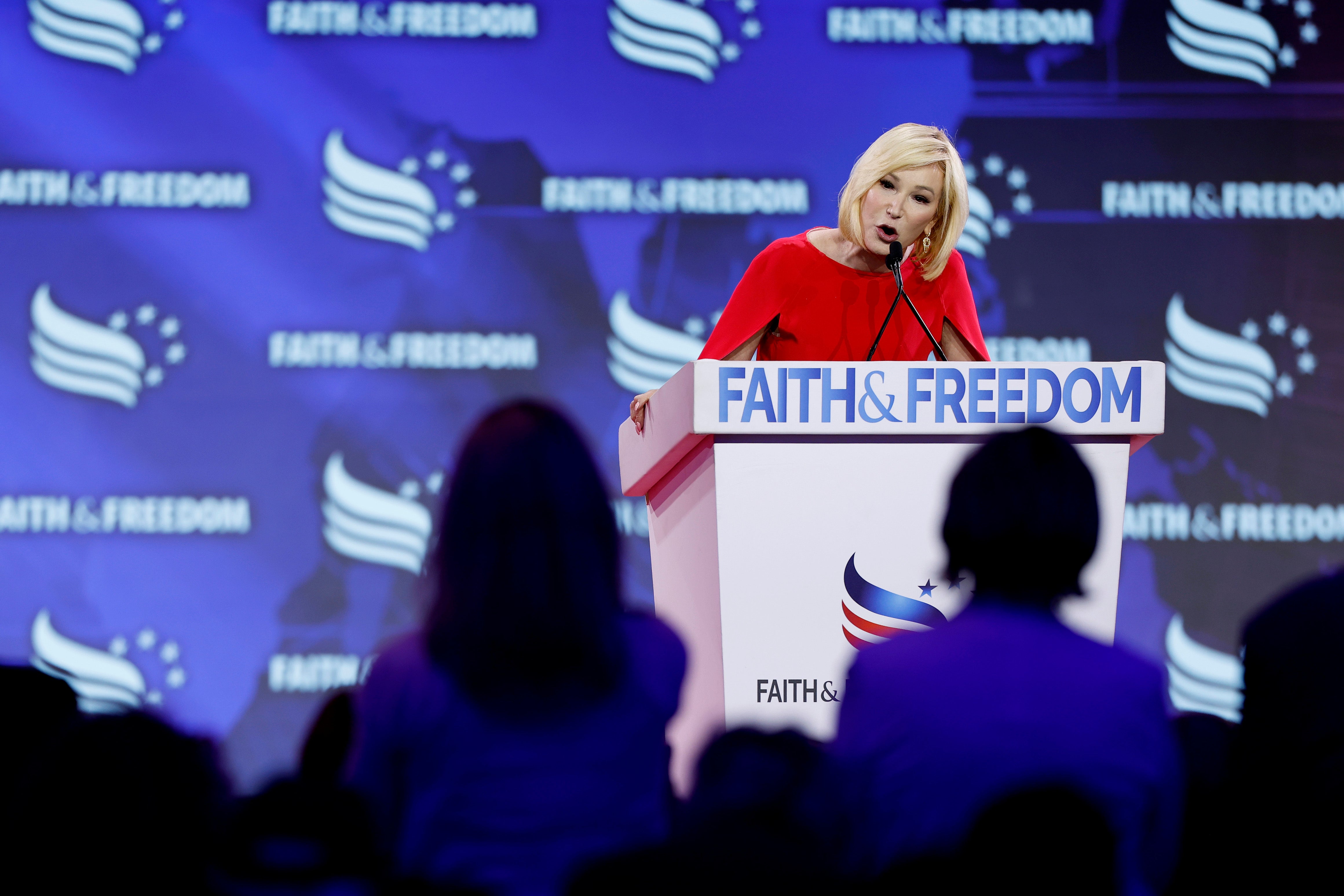 Pastor Paula White-Cain of StoryLife Church speaks at the Faith and Freedom conference in Washington DC on June 21.