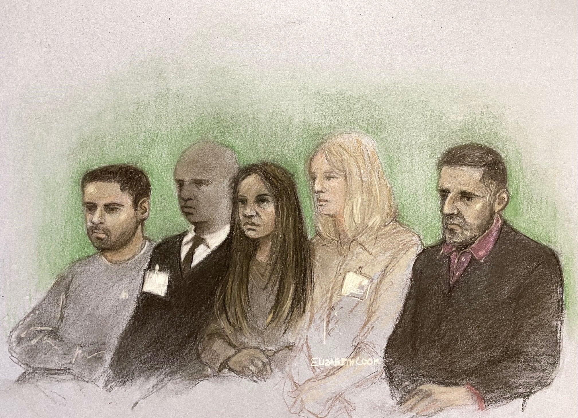 Sara Sharif’s father Urfan Sharif, right, her uncle Faisal Malik, left, and stepmother Beinash Batool, centre, at the Old Bailey