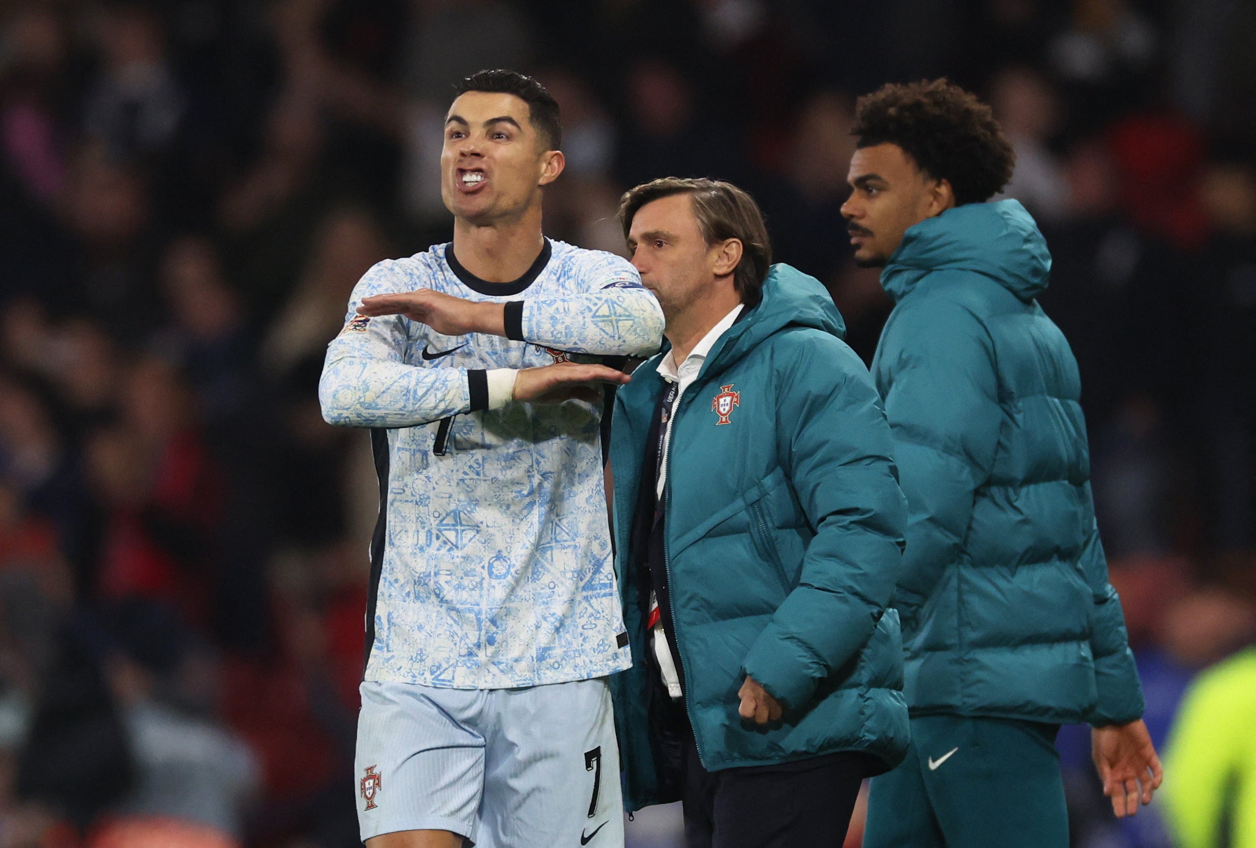 Ronaldo was angry throughout the game after complaining the entire time