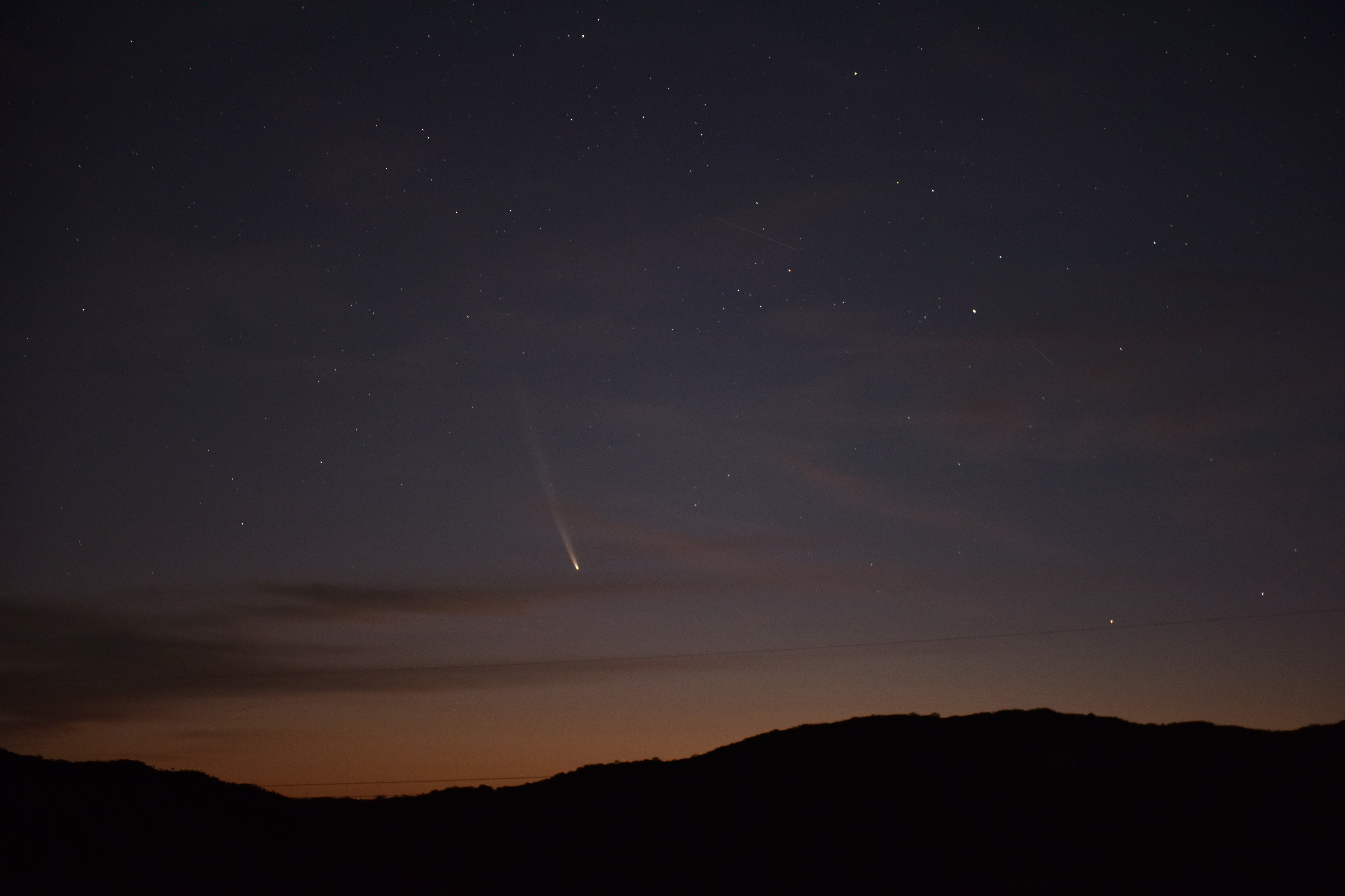<p>Comet A3 is seen near Aguas Blancas village in Uruguay at dawn on 28 September 2024</p>