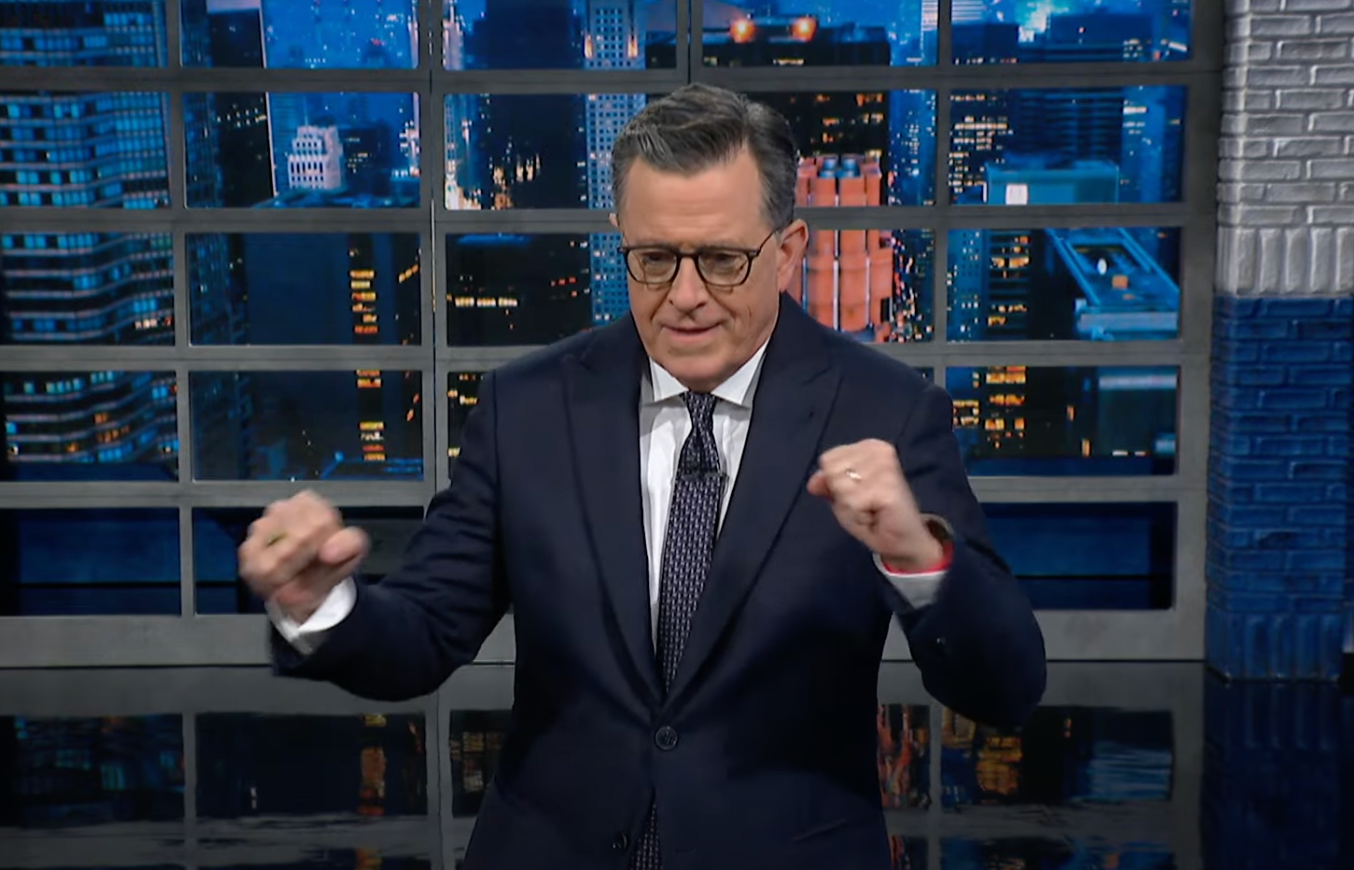 Colbert mocked Trump’s dance moves on Tuesday night as he addressed an odd town hall featuring the former president