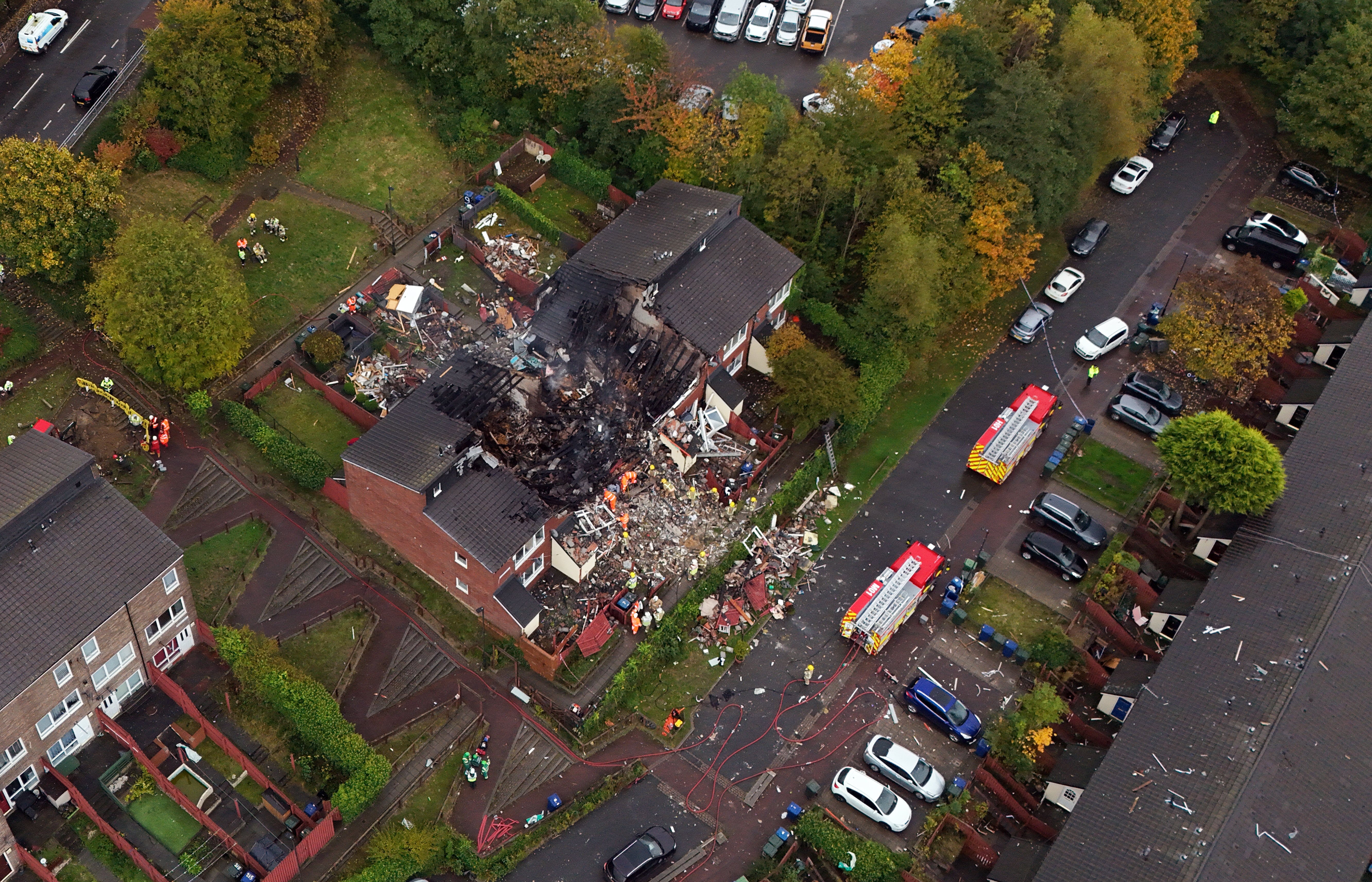 Emergency services at the scene at Violet Close in Benwell, Newcastle-Upon-Tyne