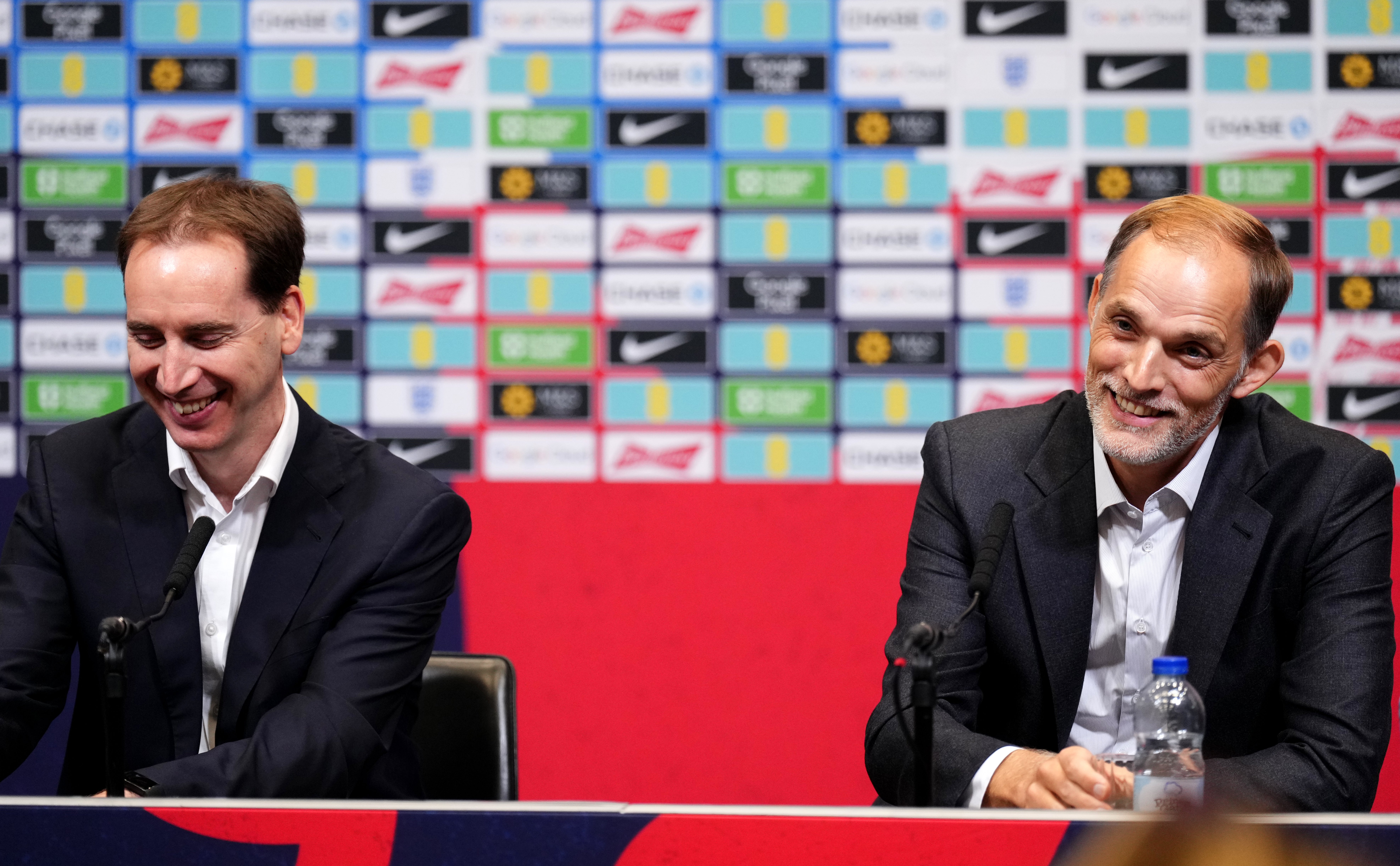 FA chief executive Mark Bullingham alongside the next England manager, Thomas Tuchel