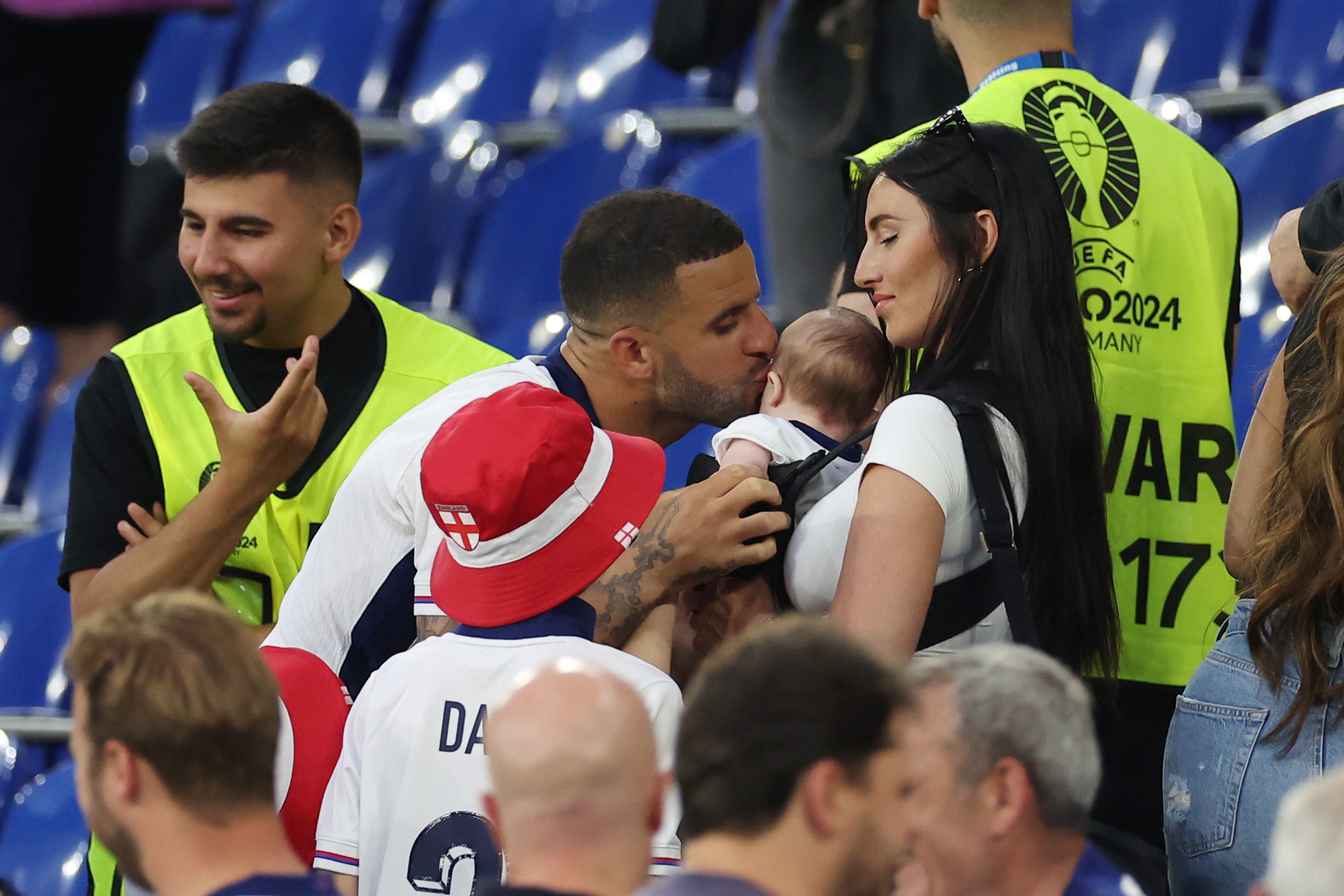 Kyle Walker and Annie Kilner with their newborn son at 2024 Euros