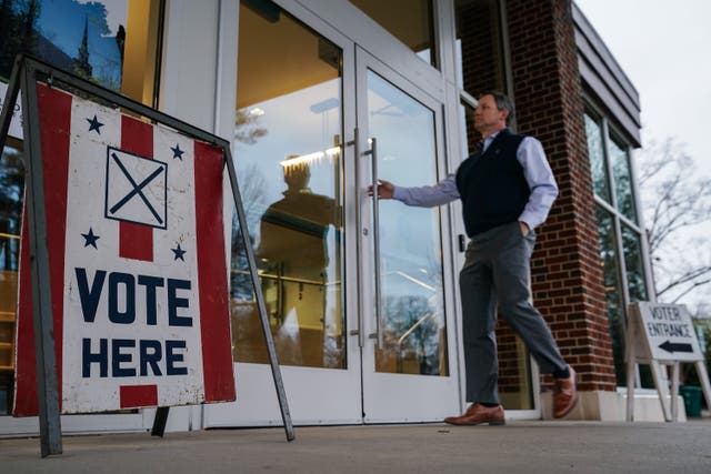 <p>A voter enters a polling place in Alabama during March 2024 primaries</p>