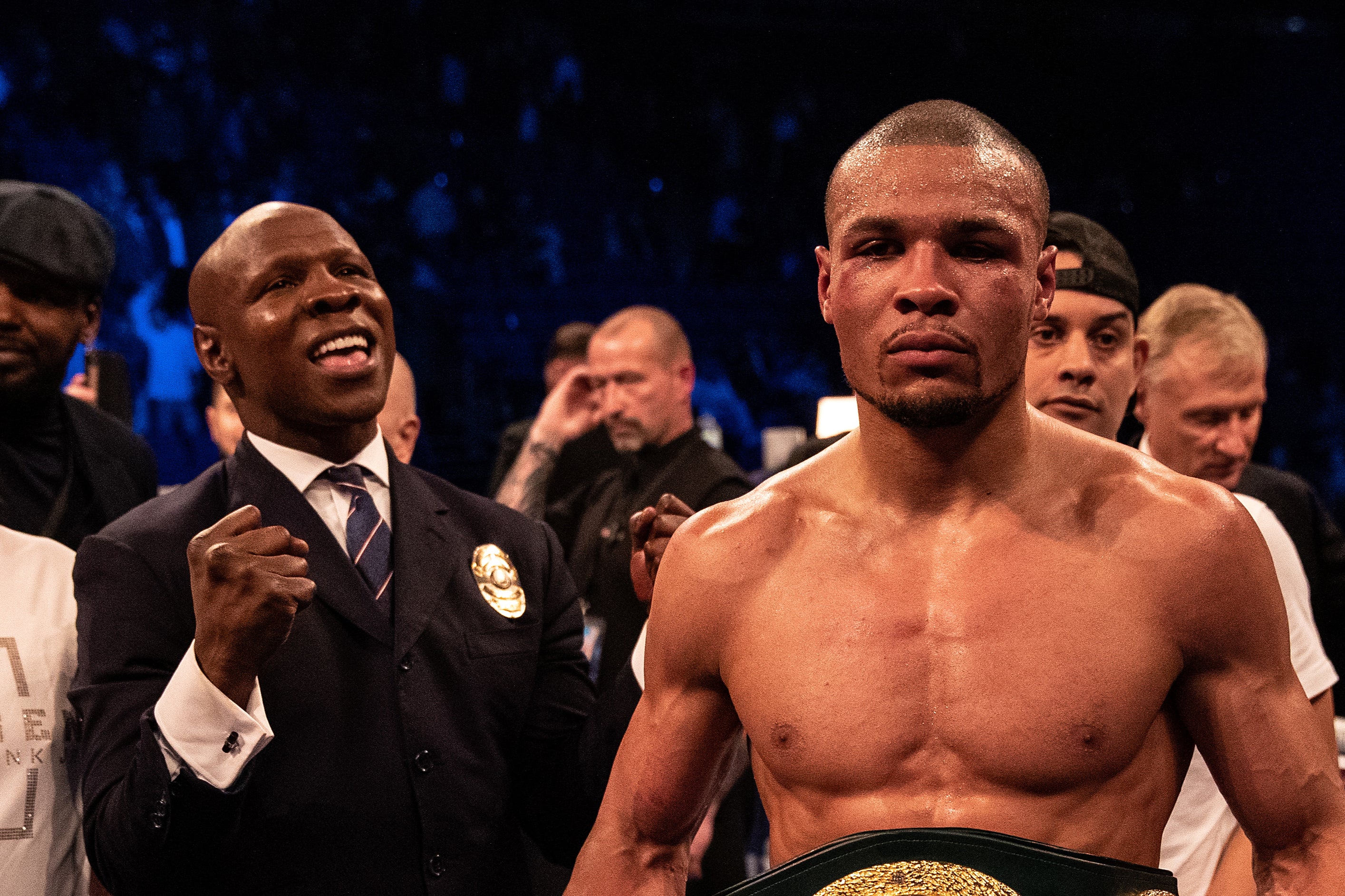 Chris Eubank Jr (right) and his father, boxing icon Chris Sr