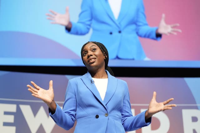 A row erupted at the recent Conservative Party Conference over prospective leader Kemi Badenoch’s position on maternity pay (Stefan Rousseau/PA)