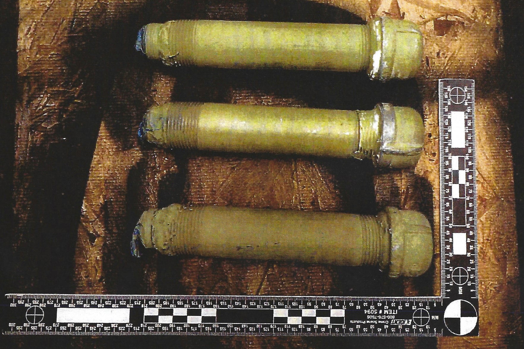 This image used as evidence by federal prosecutors shows pipe bombs confiscated from the home of Chris Arthu