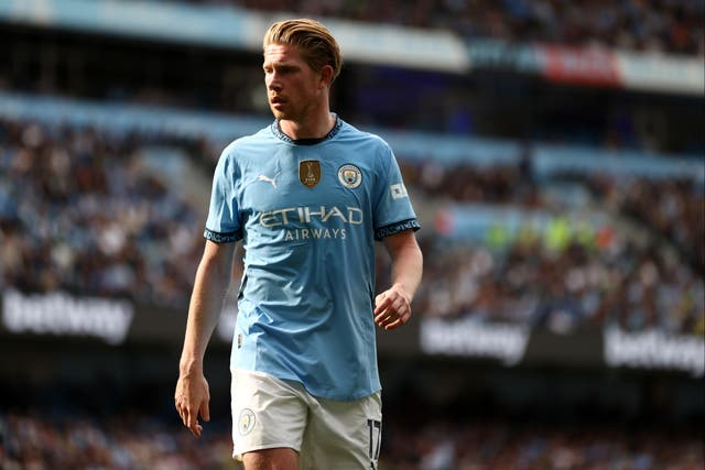 <p>Kevin De Bruyne has not played since City’s Champions League match against Inter Milan </p>