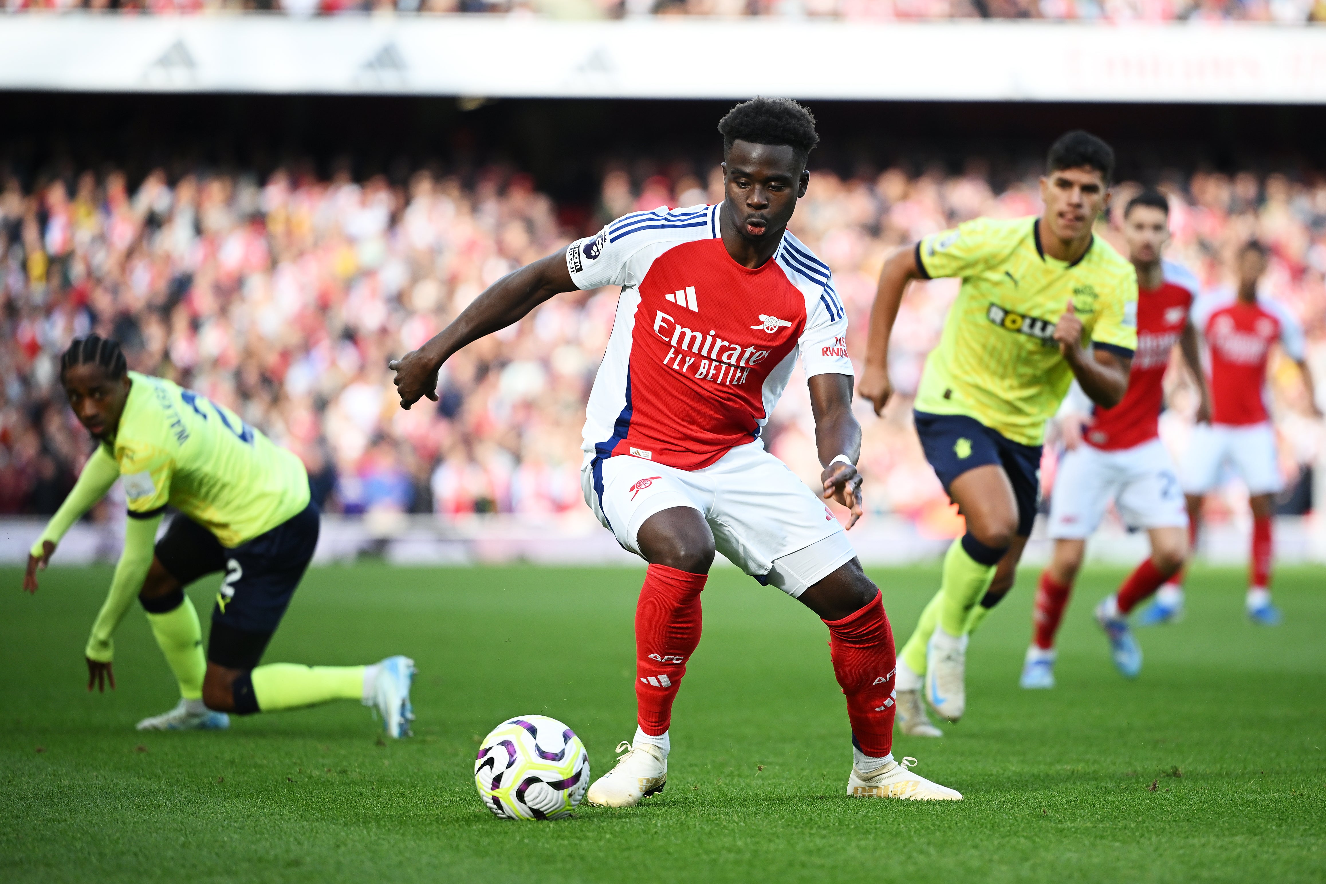 Arsenal’s Bukayo Saka is averaging an assist a game to start the Premier League season