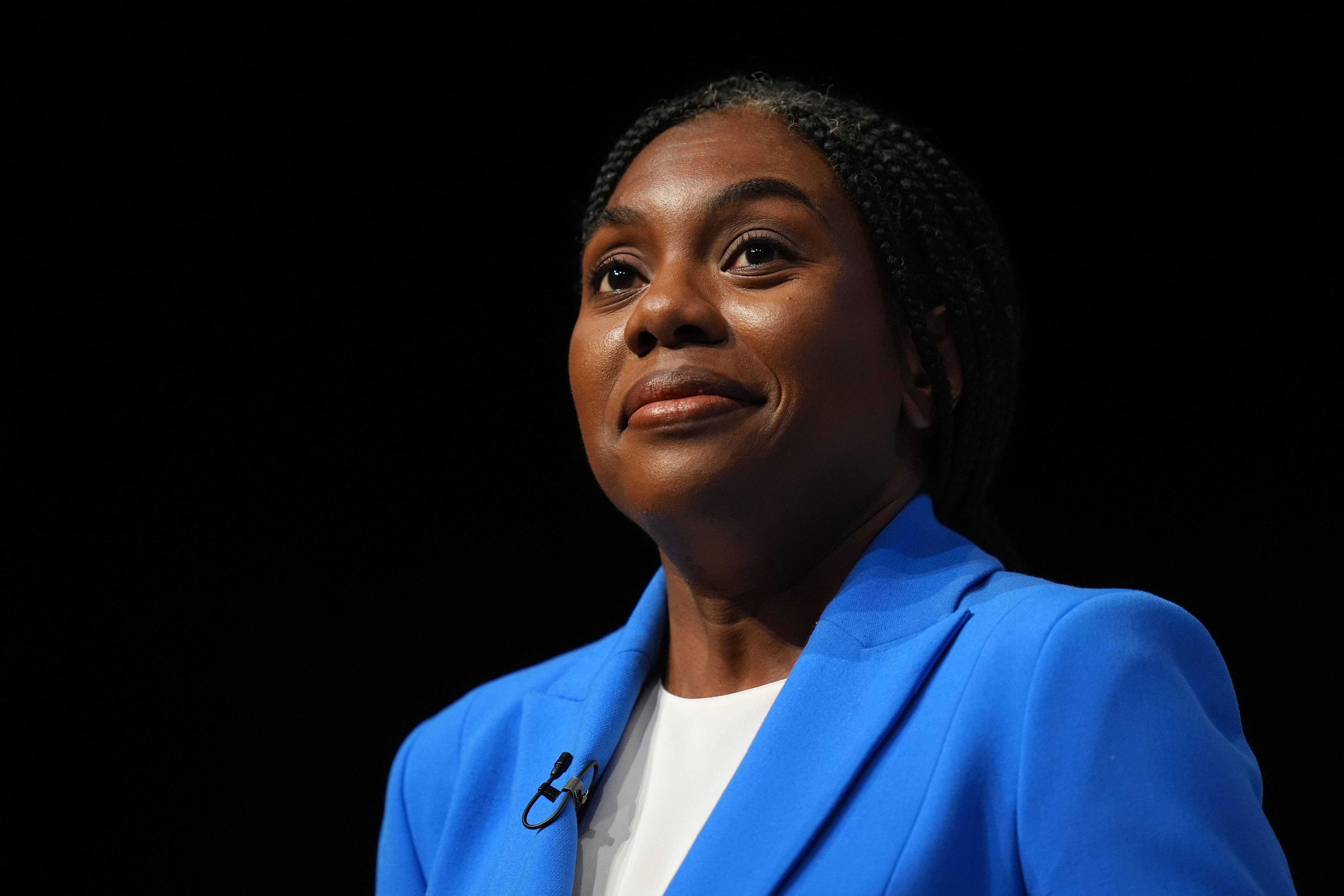 Conservative Party leadership candidate Kemi Badenoch delivers a speech during the Conservative Party Conference at the International Convention Centre in Birmingham (Jacob King/PA)