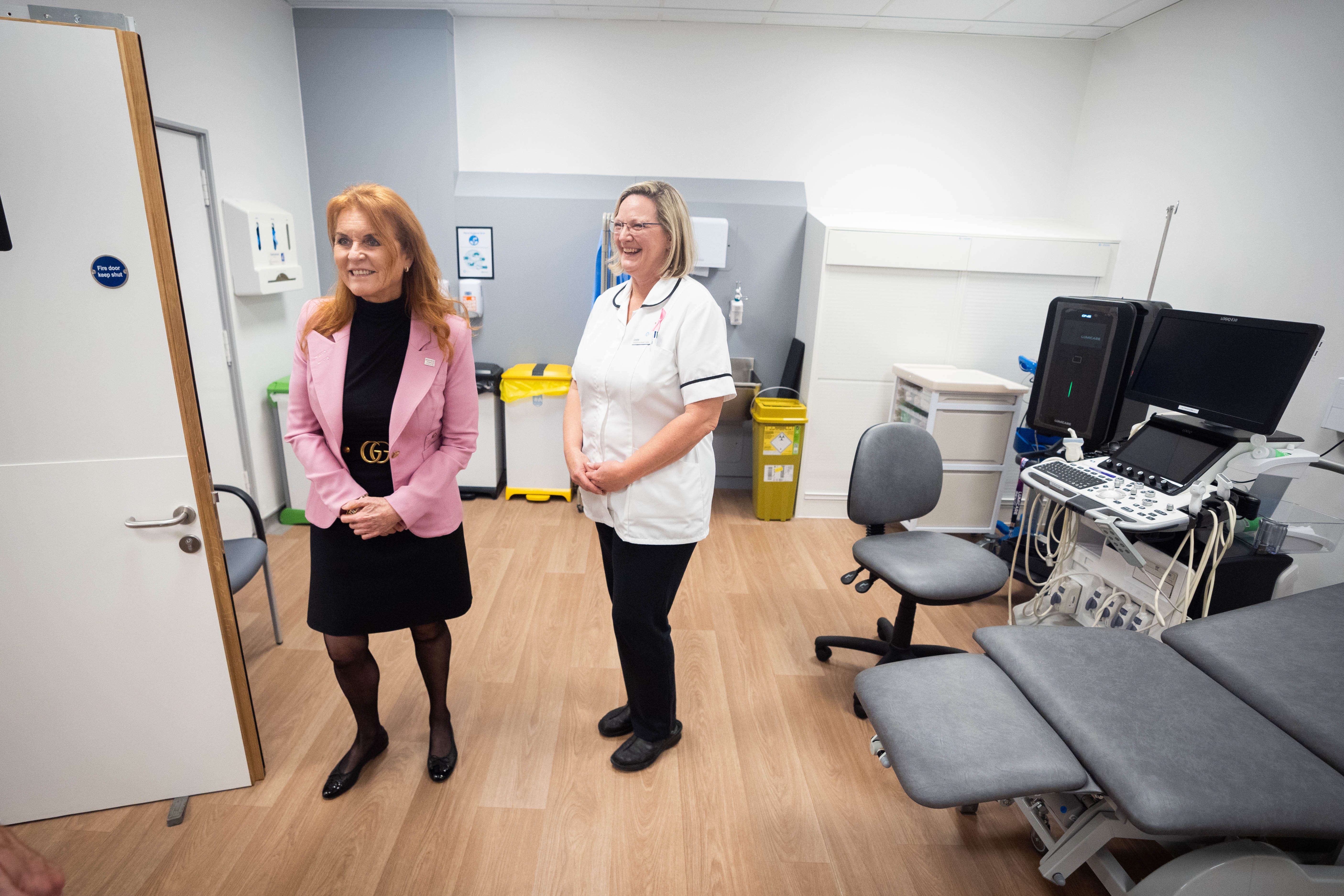 Sarah, Duchess of York, meeting staff during a visit to The Chiltern Hospital in Great Missenden, Buckinghamshire (James Manning/PA)