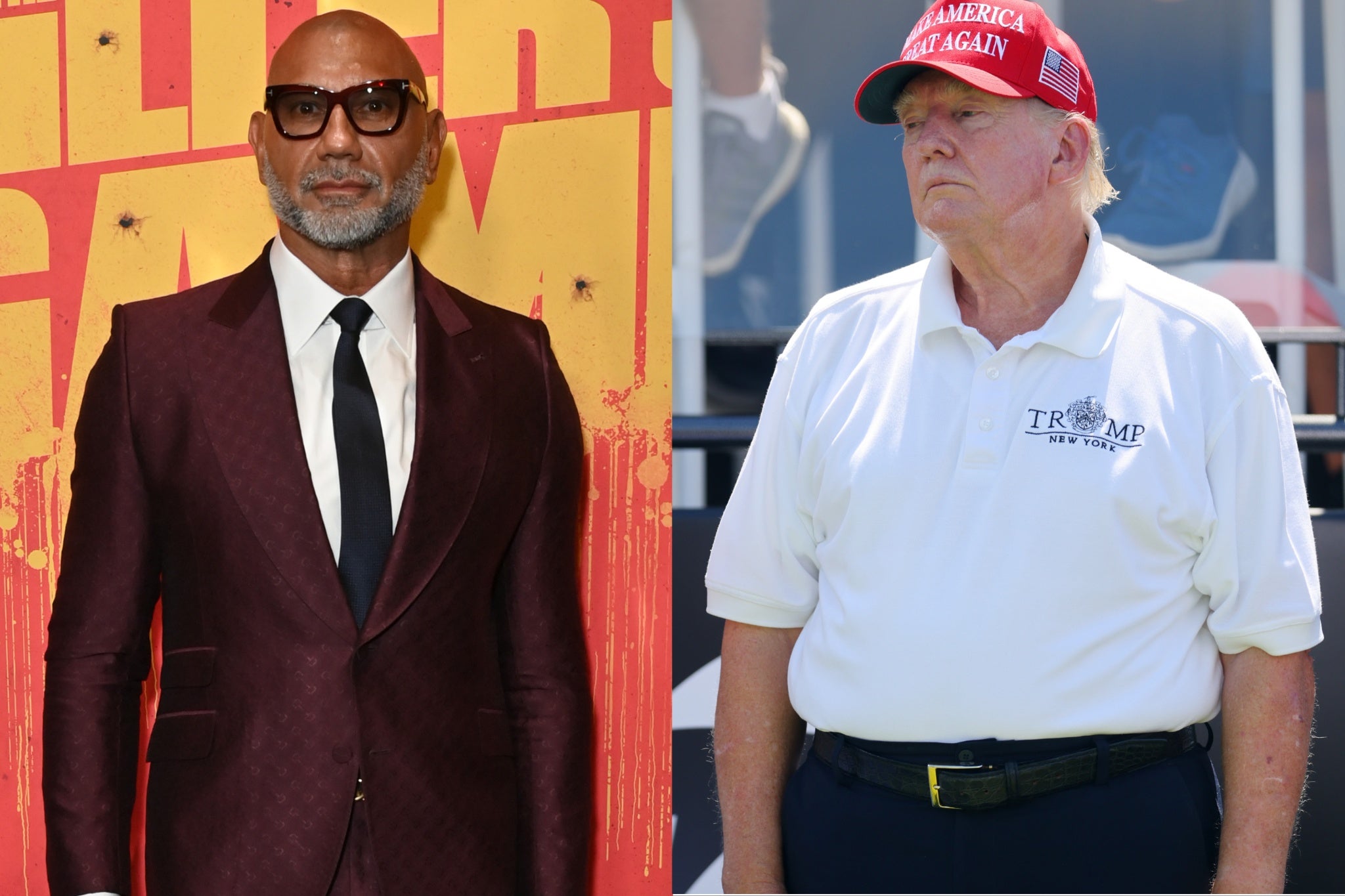 Dave Bautista (left) has taken issue with Donald Trump