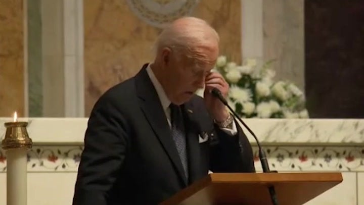 <p>Biden fights back tears as he thanks Kennedy family for support after son’s death.</p>