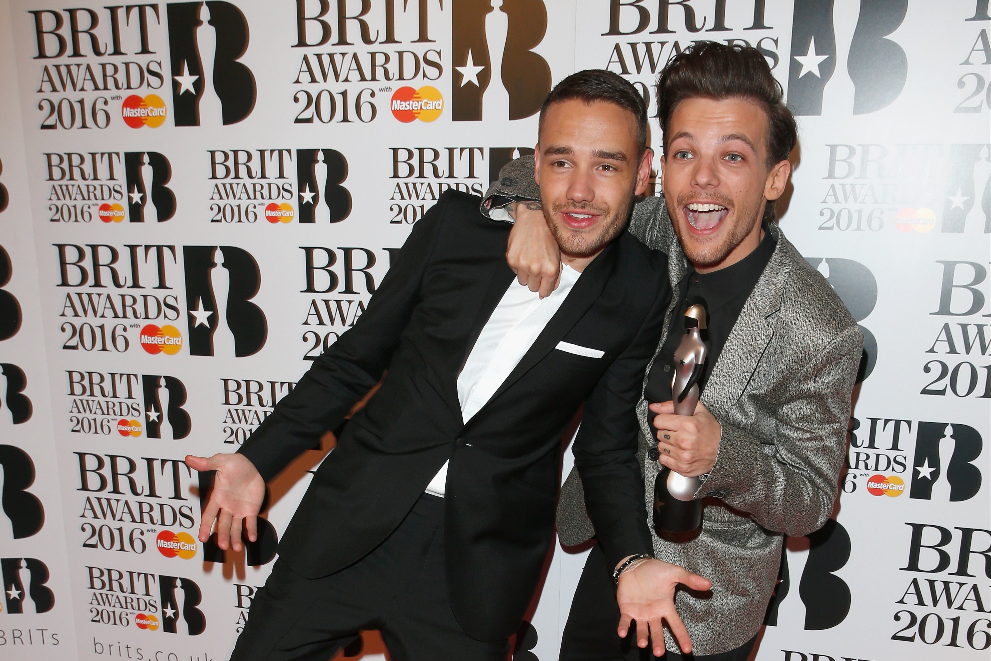 Liam Payne and Louis Tomlinson from One Direction at the Brit Awards in 2016