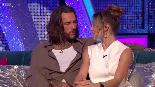 <p>Strictly’s Pete Wicks cozies up to dance partner Jowita Przystal as she admits he looks ‘handsome’.</p>