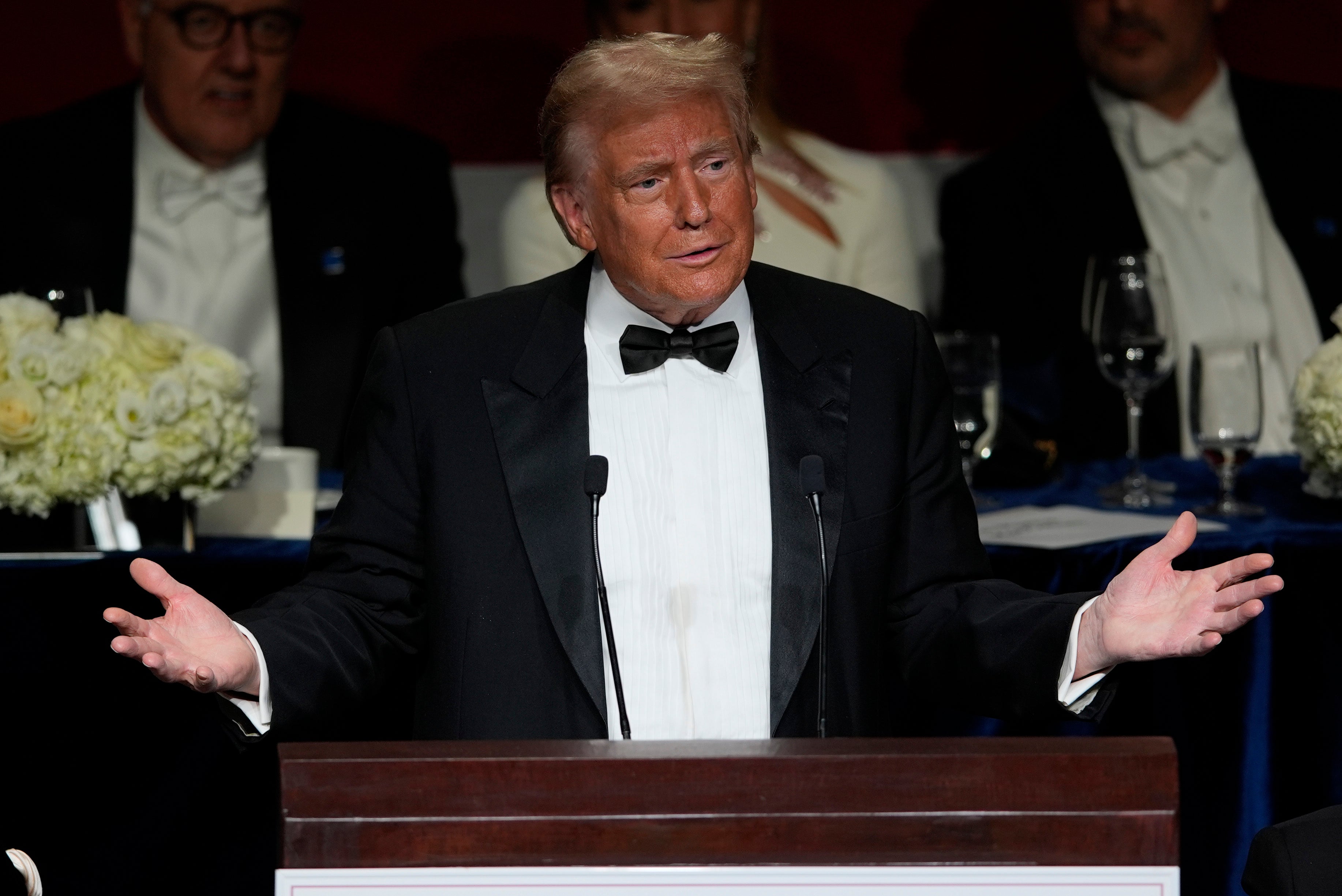 Donald Trump gives his keynote speech at the Al Smith charity dinner