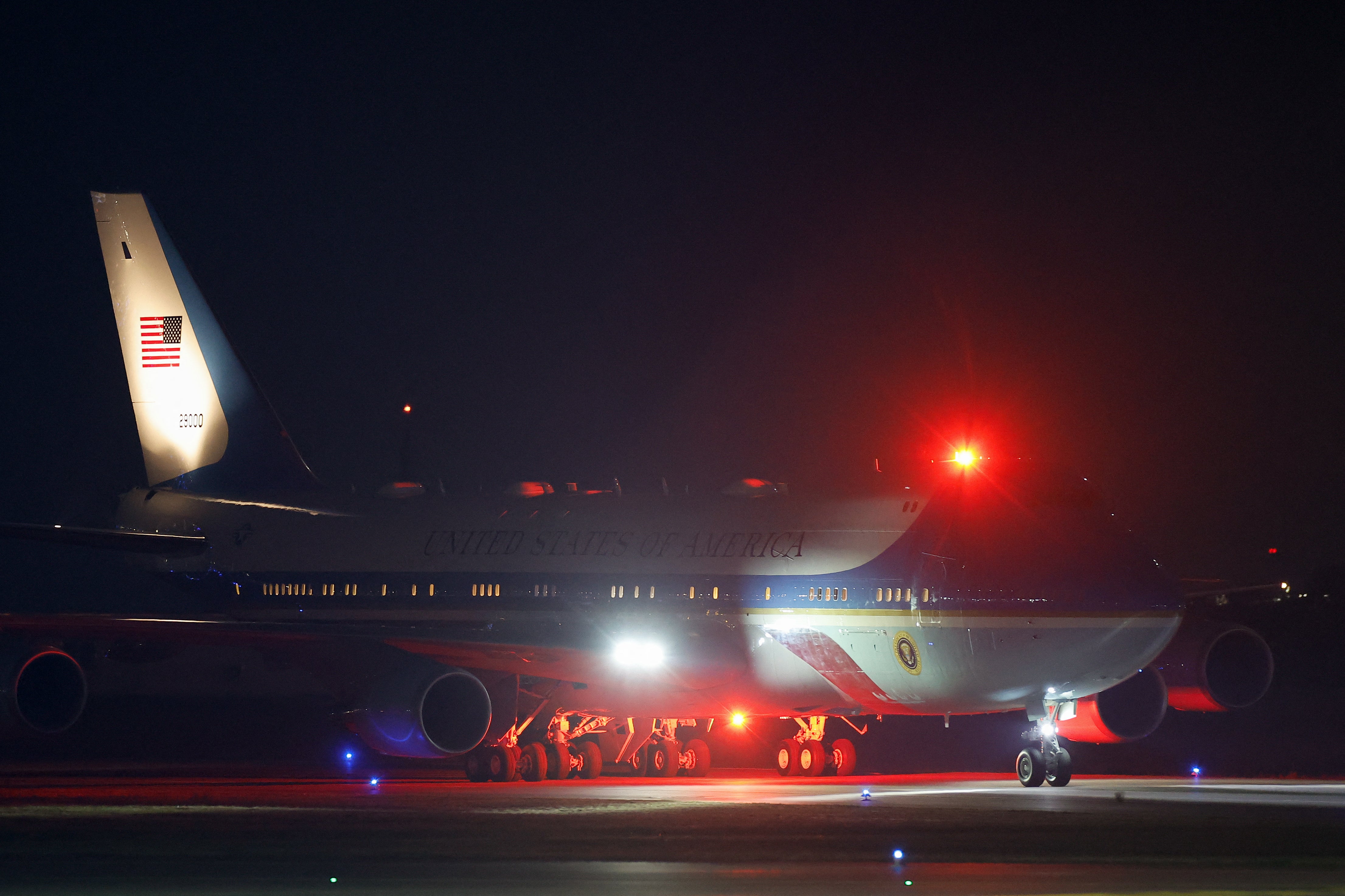 Air Force One carrying Biden arrives at Berlin-Brandenburg Airport (BER) in Schönefeld, southeast of the German capital