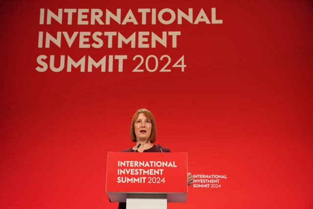 Chancellor of the Exchequer Rachel Reeves makes her keynote speech during the International Investment Summit in London, which brings together up to 300 industry leaders to boost investment in the UK. Picture date: Monday October 14, 2024.