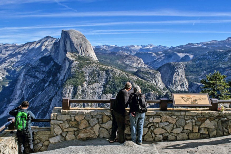 The 22-year-old was hiking on the Four Mile Trail leading towards Glacier Point (pictured) when the tree fell