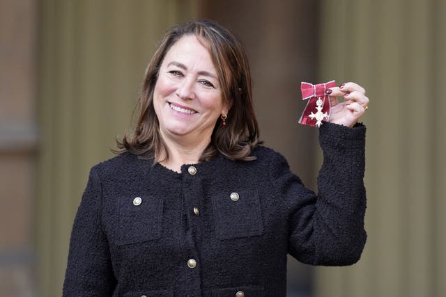 Arabella Weir was made an MBE at Buckingham Palace (Andrew Matthews/PA)