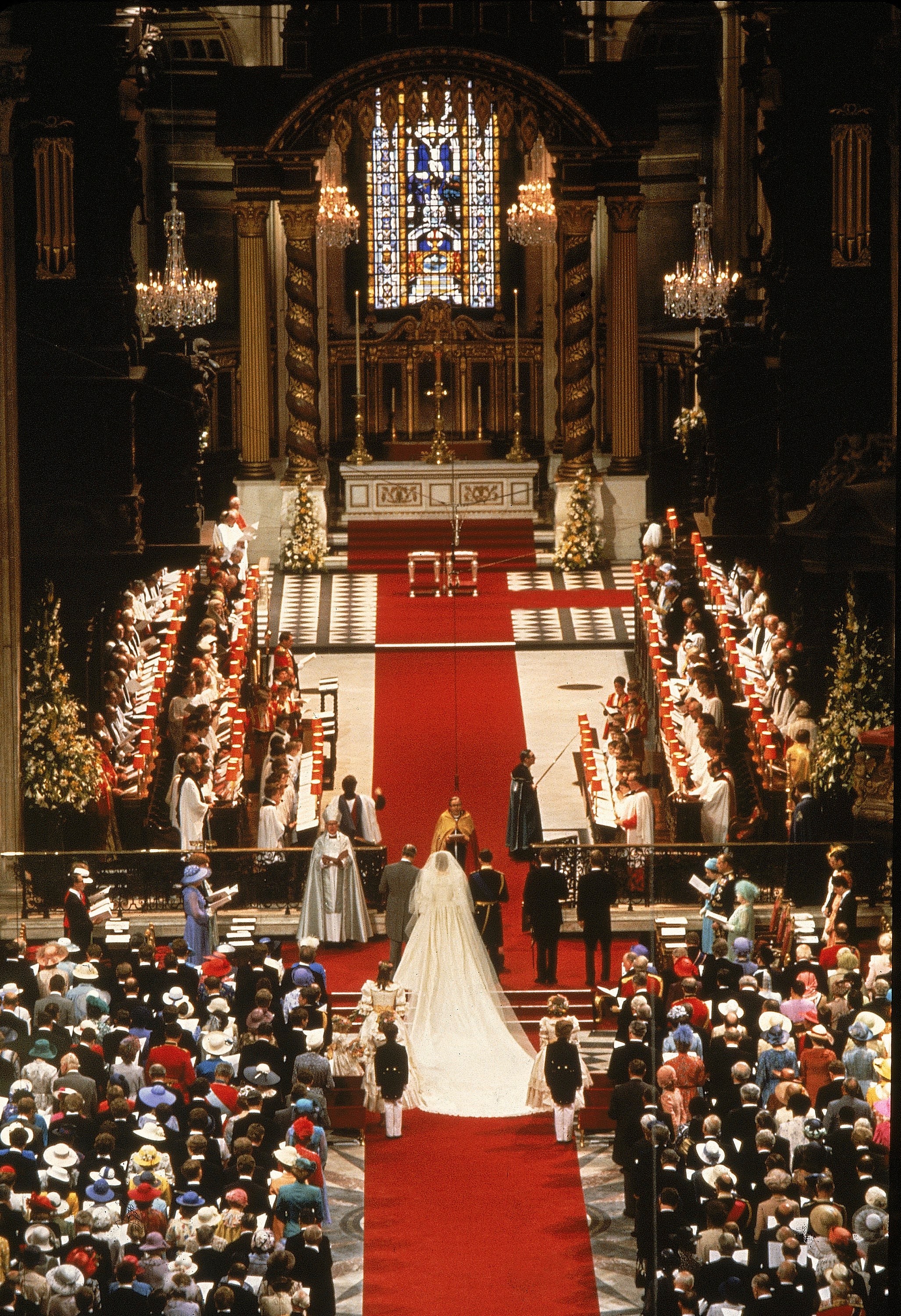 Prince Charles and his bride Diana, Princess of Wales, during their wedding ceremony