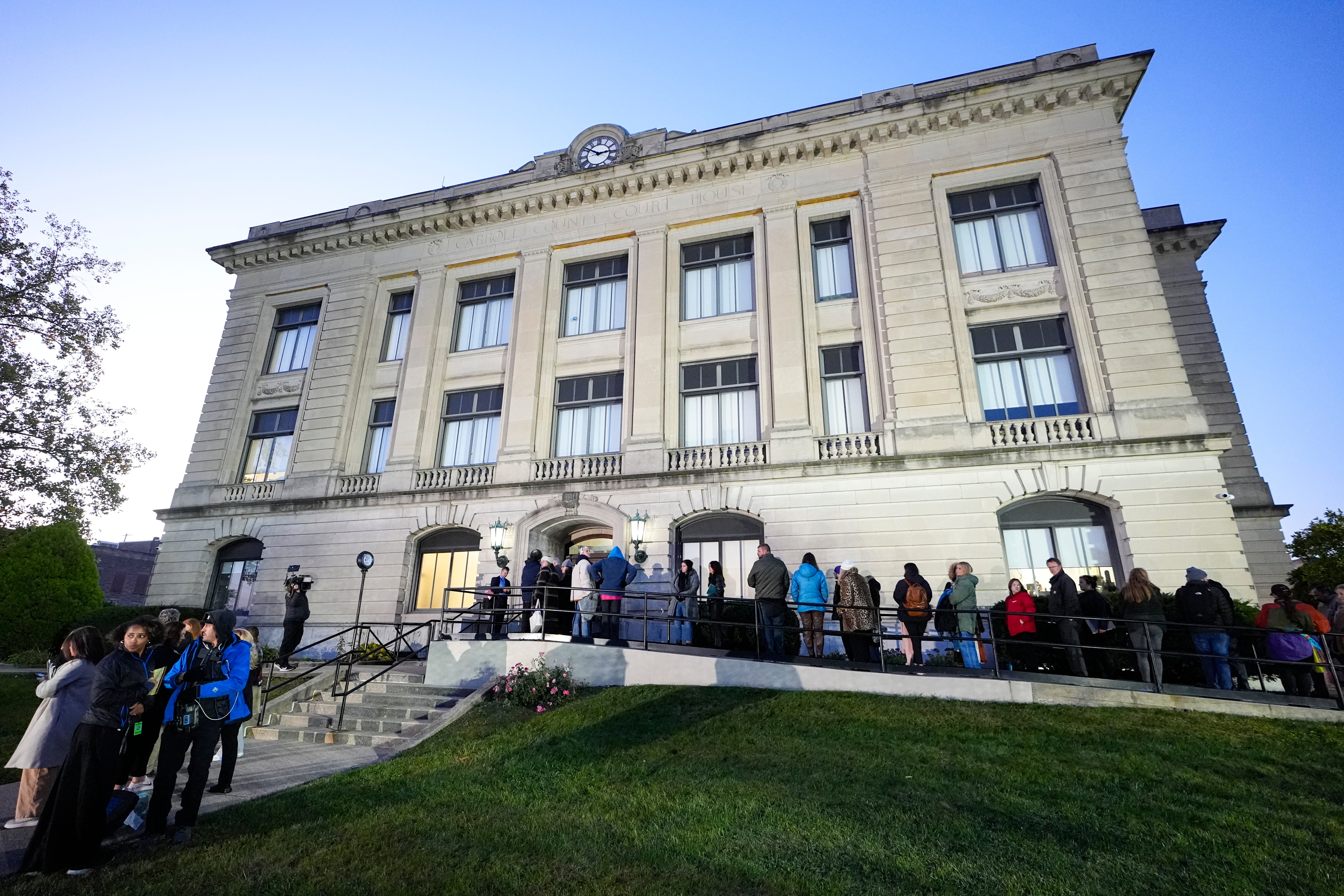 Spectators lined up from the early hours up to enter the Carroll County Courthouse ahead of the trial on Friday