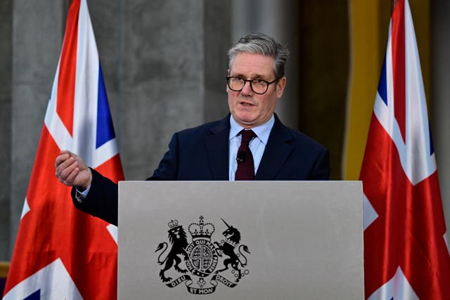 <p>Prime Minister Sir Keir Starmer addresses a press conference at the British Embassy in Berlin, Germany</p>