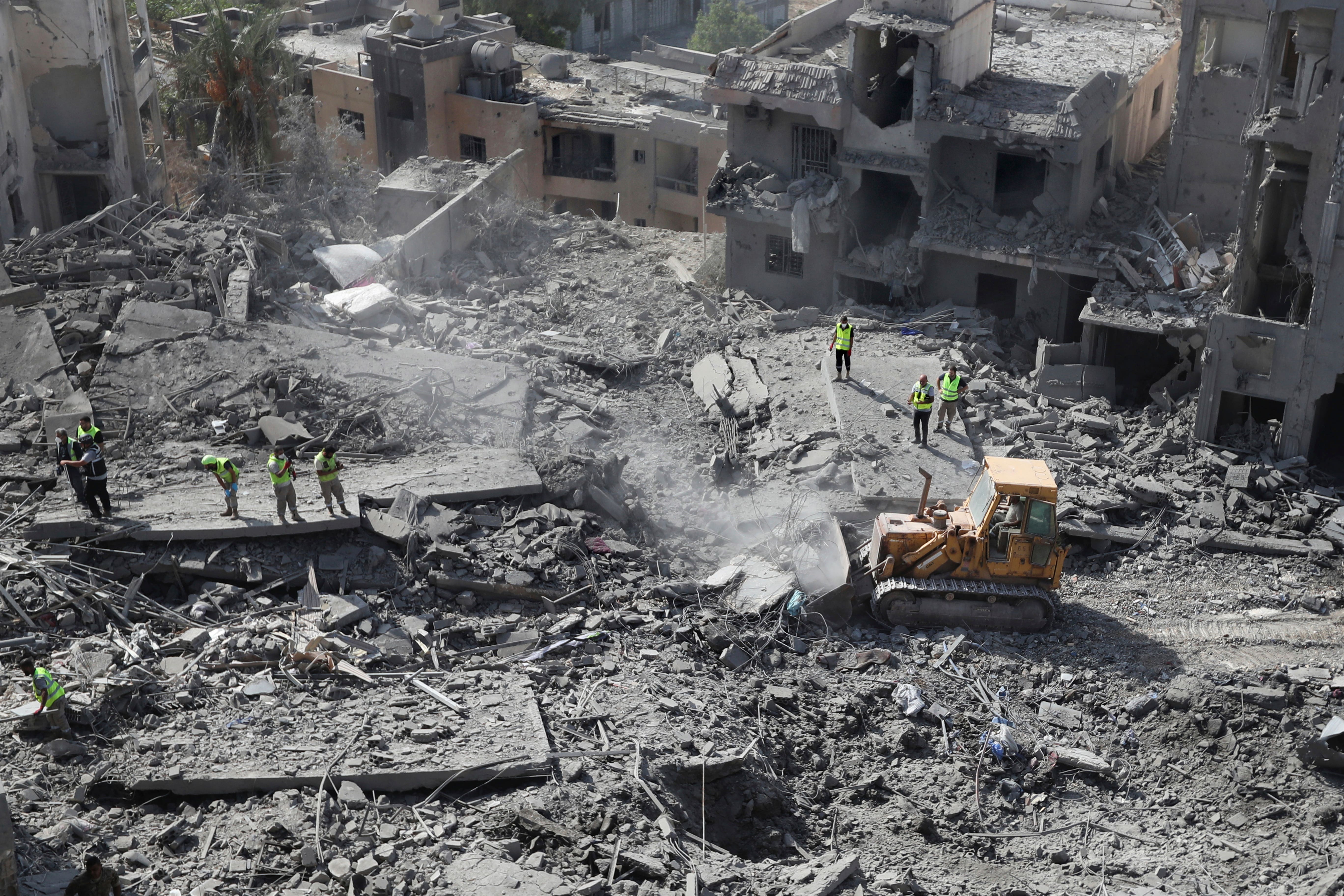 Destroyed buildings at a site hit by Israeli airstrikes in Qana village, south Lebanon (Mohammad Zaatari/AP)