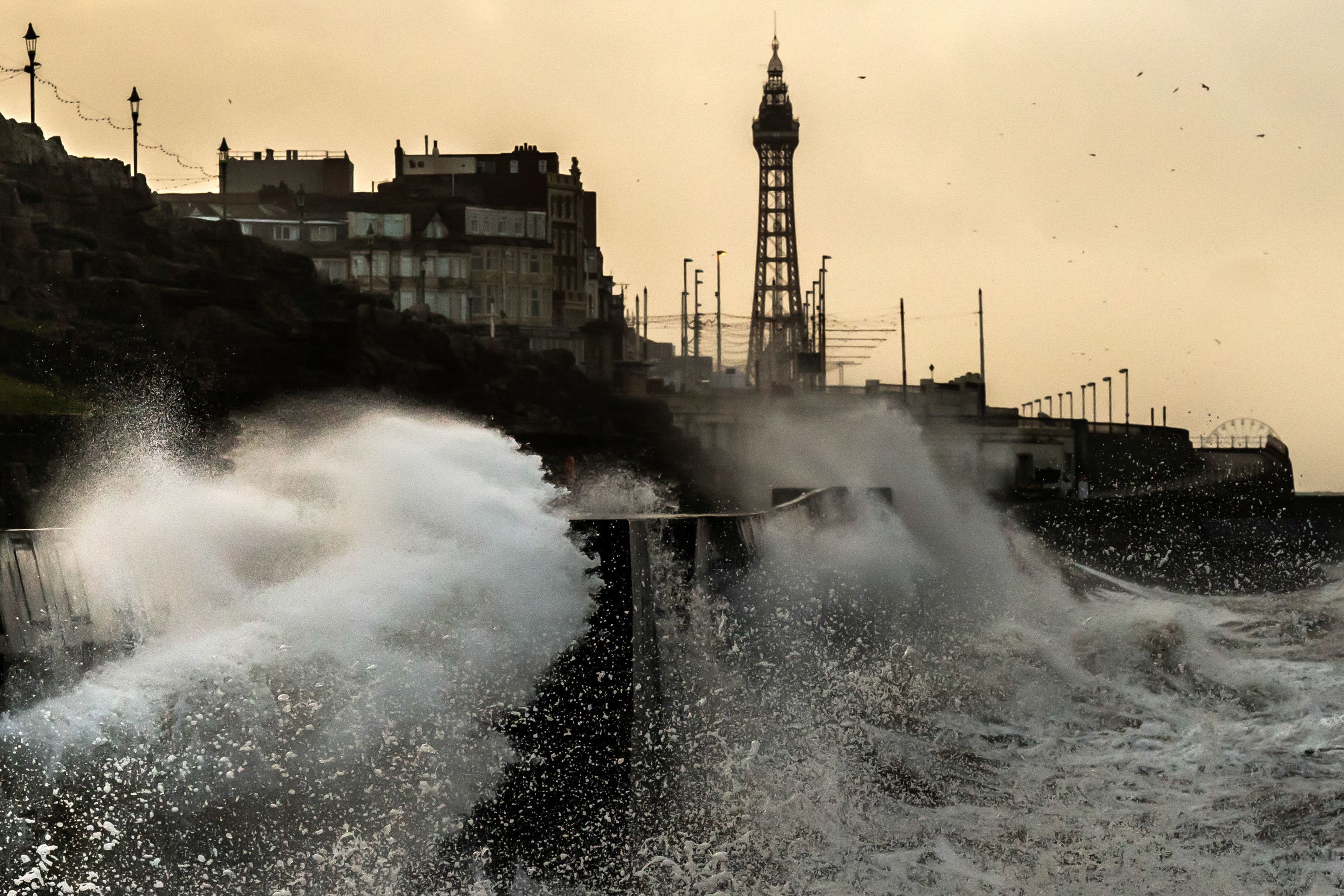 Waves break on the sea front in Blackpool (Danny Lawson/PA)